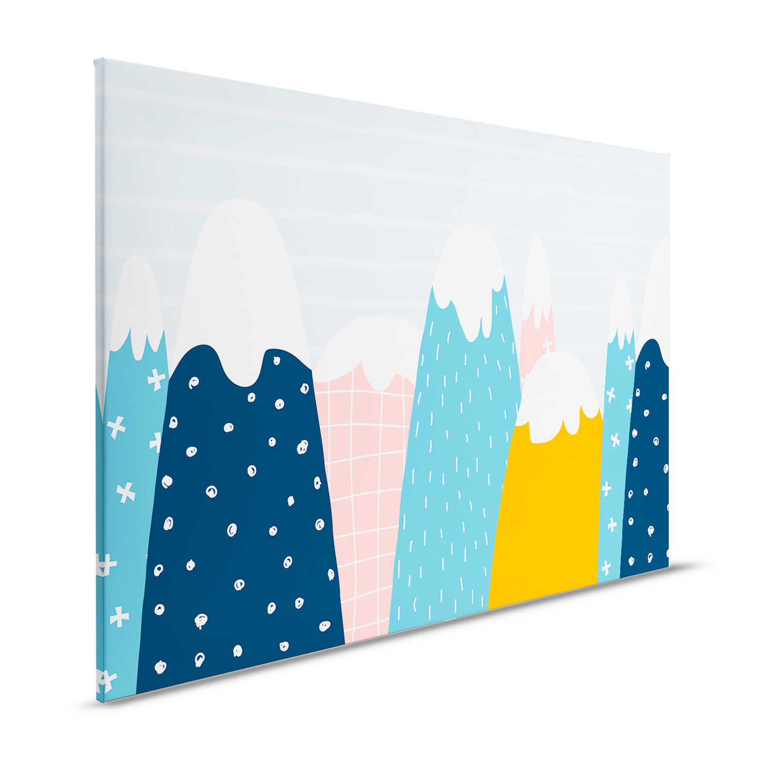 Leinwand mit verschneiten Hügeln im gemalten Stil – 120 cm x 80 cm
