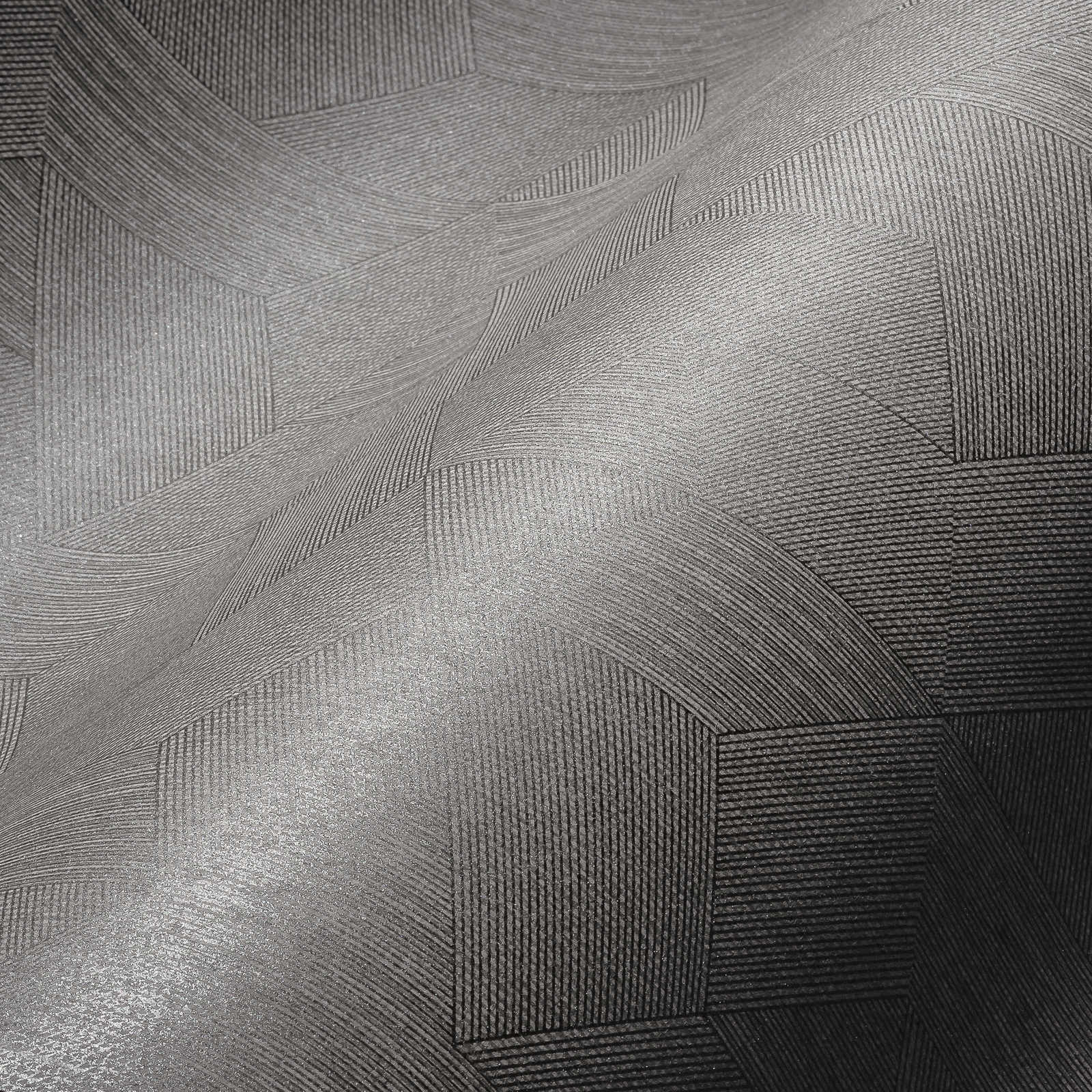             Tapete Grau mit Grafik-Muster & Glanzeffekt – Grau, Braun
        
