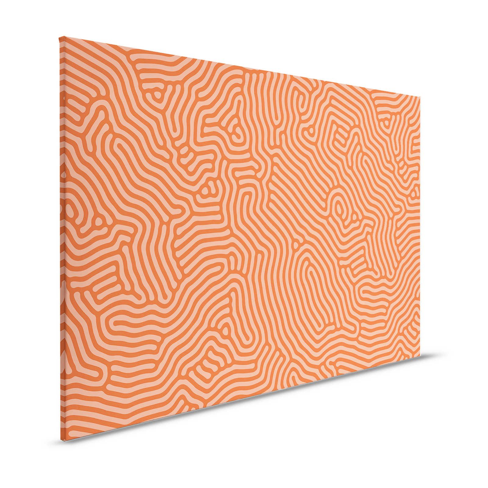 Sahel 3 - Rotes Leinwandbild mit organischem Linien-Muster – 1,20 m x 0,80 m
