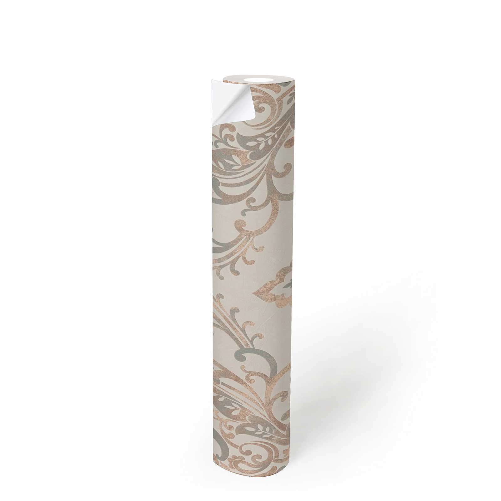             Selbstklebende Tapete | Ornament-Muster mit Metallic Effekt – Beige, Creme
        