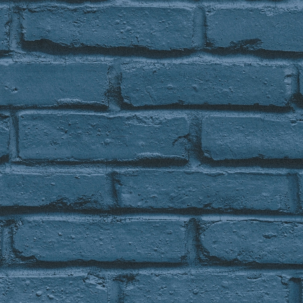             3D Tapete Steinoptik gefärbte Backsteinmauer – Blau
        