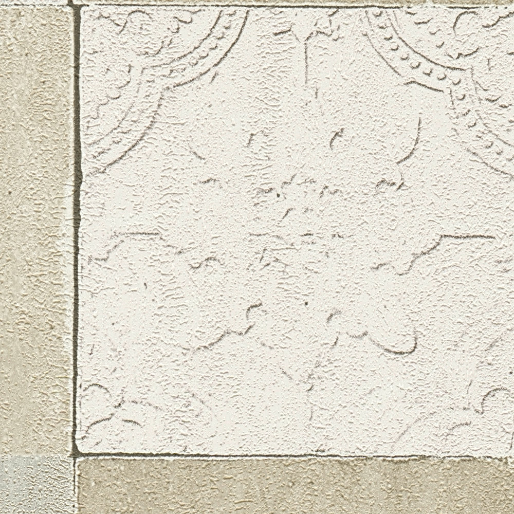             Fliesen-Tapete orientalisches Mosaik – Creme, Grau
        