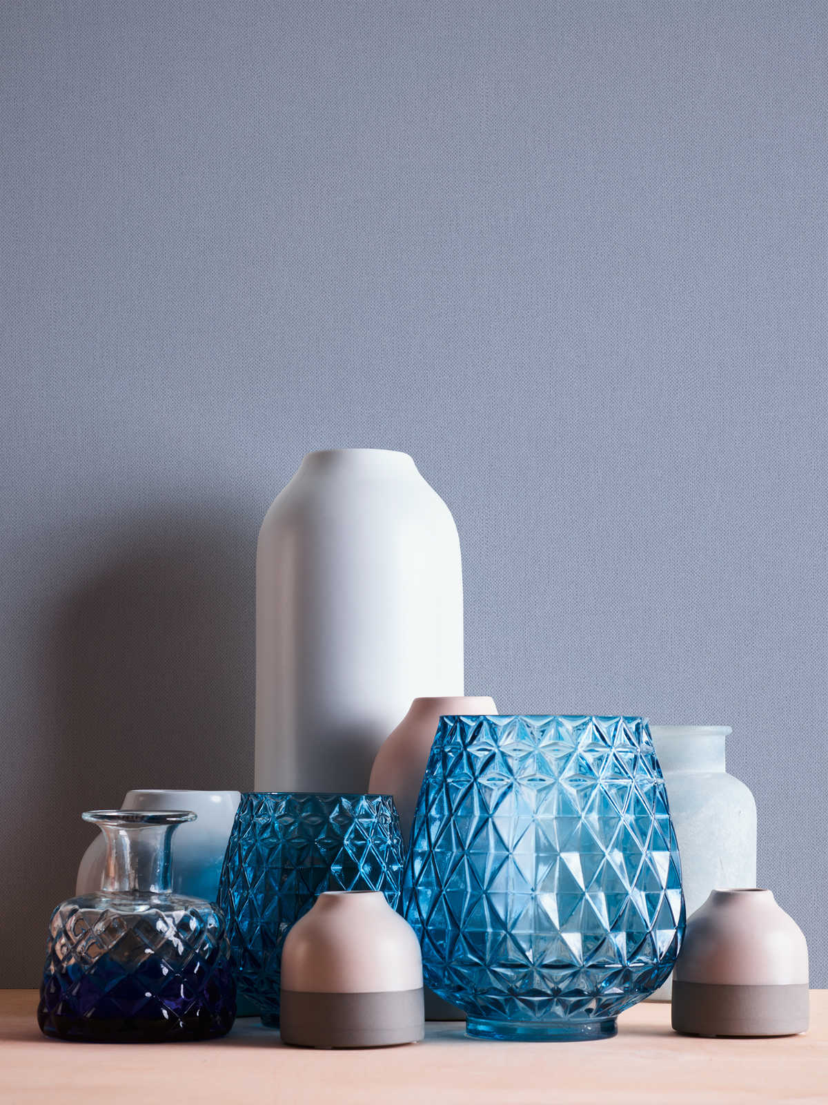             Tapete Blau Grau mit Textilstruktur im Landhaus Stil – Blau
        
