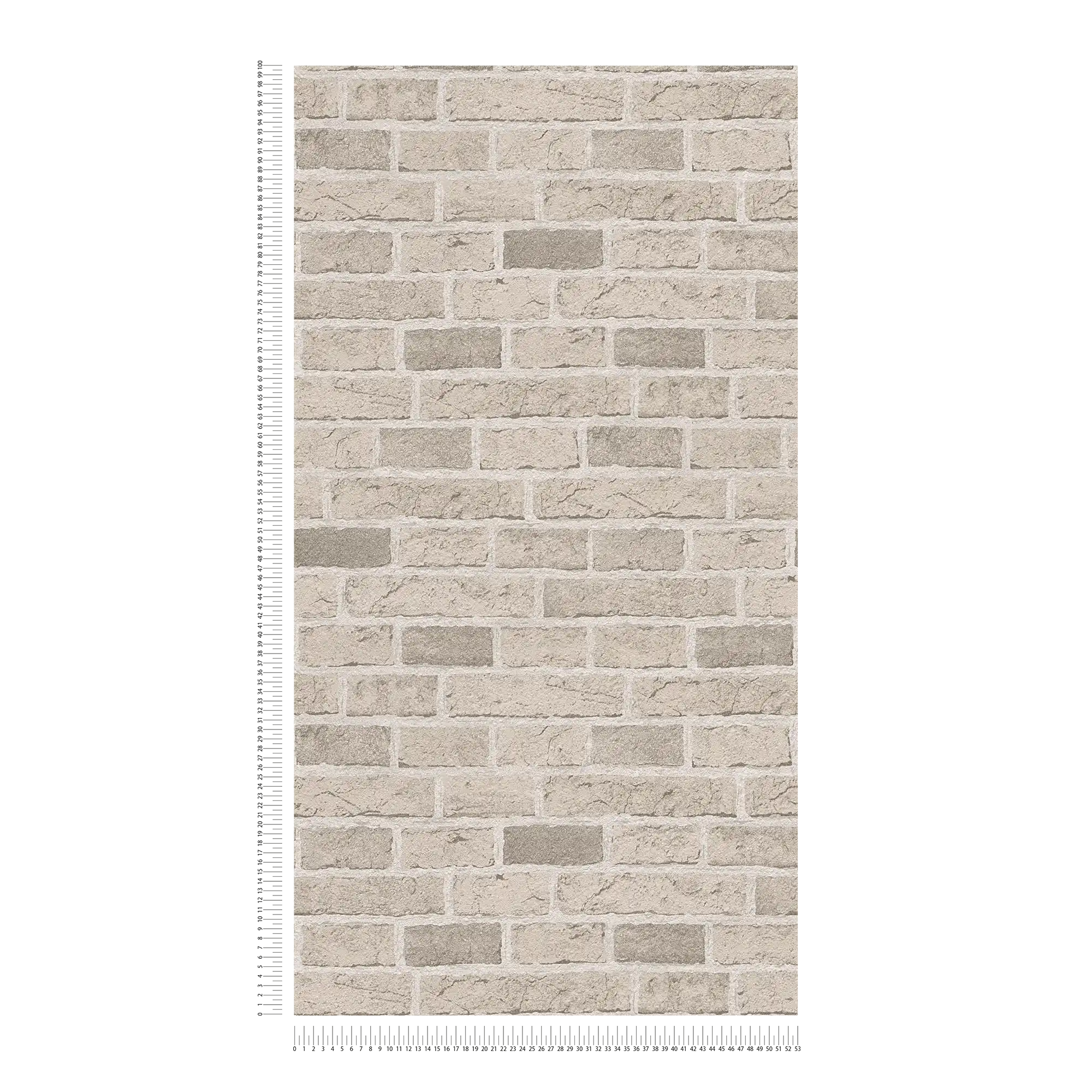             Steintapete mit Backsteinmauer rustikal & detailliert – Creme, Beige
        