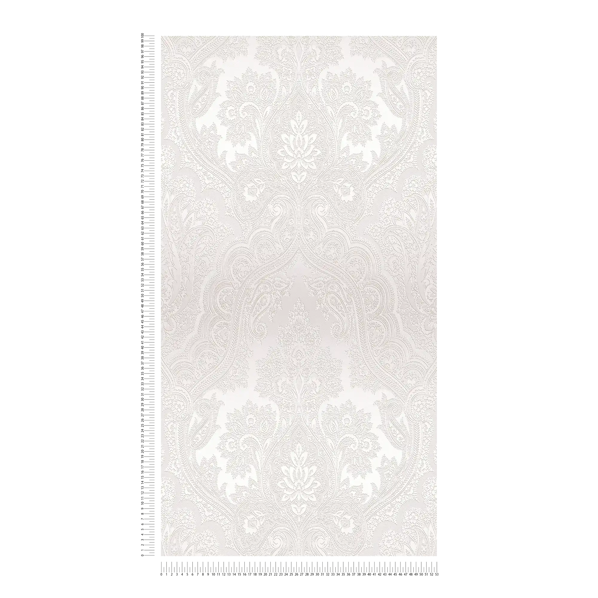             Silbergraue Tapete mit Ornamentmuster im Boho Look – Metallic, Grau
        