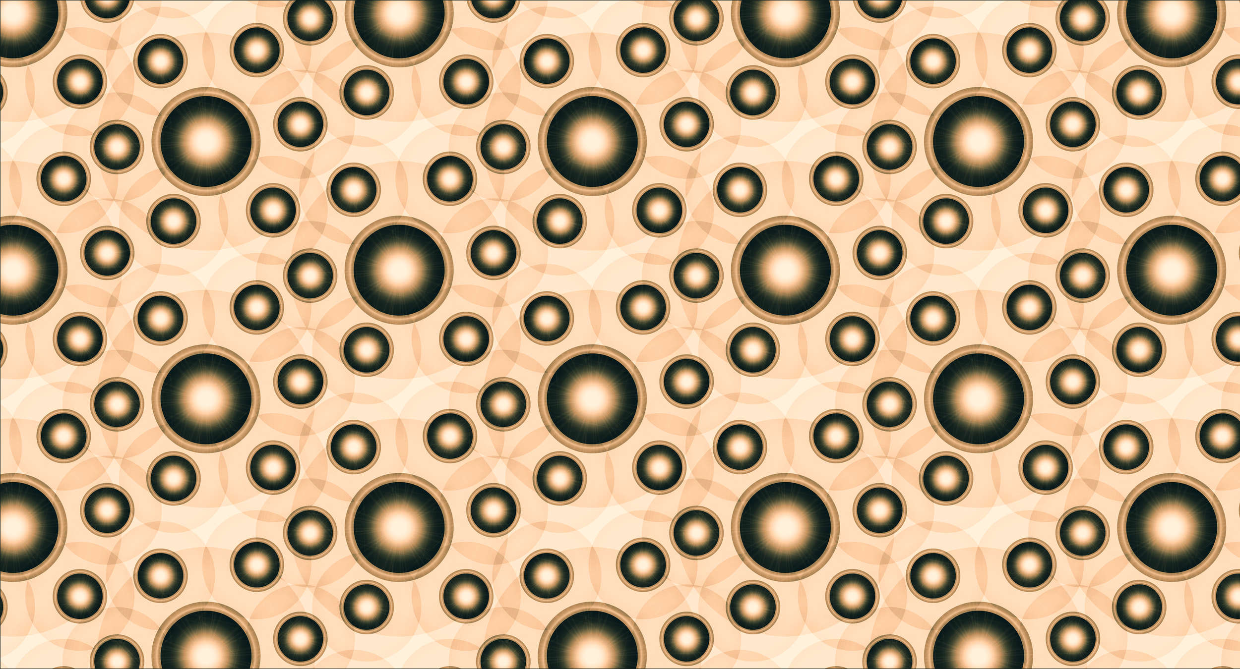             Fototapete Kreisen & Punkten im 3D-Design – Orange, Weiß, Schwarz
        