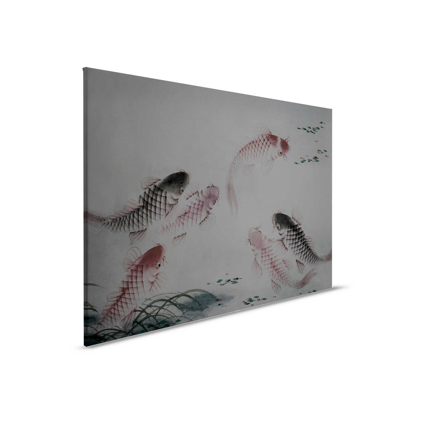         Leinwandbild Asia Style mit Koi-Teich | grau – 0,90 m x 0,60 m
    