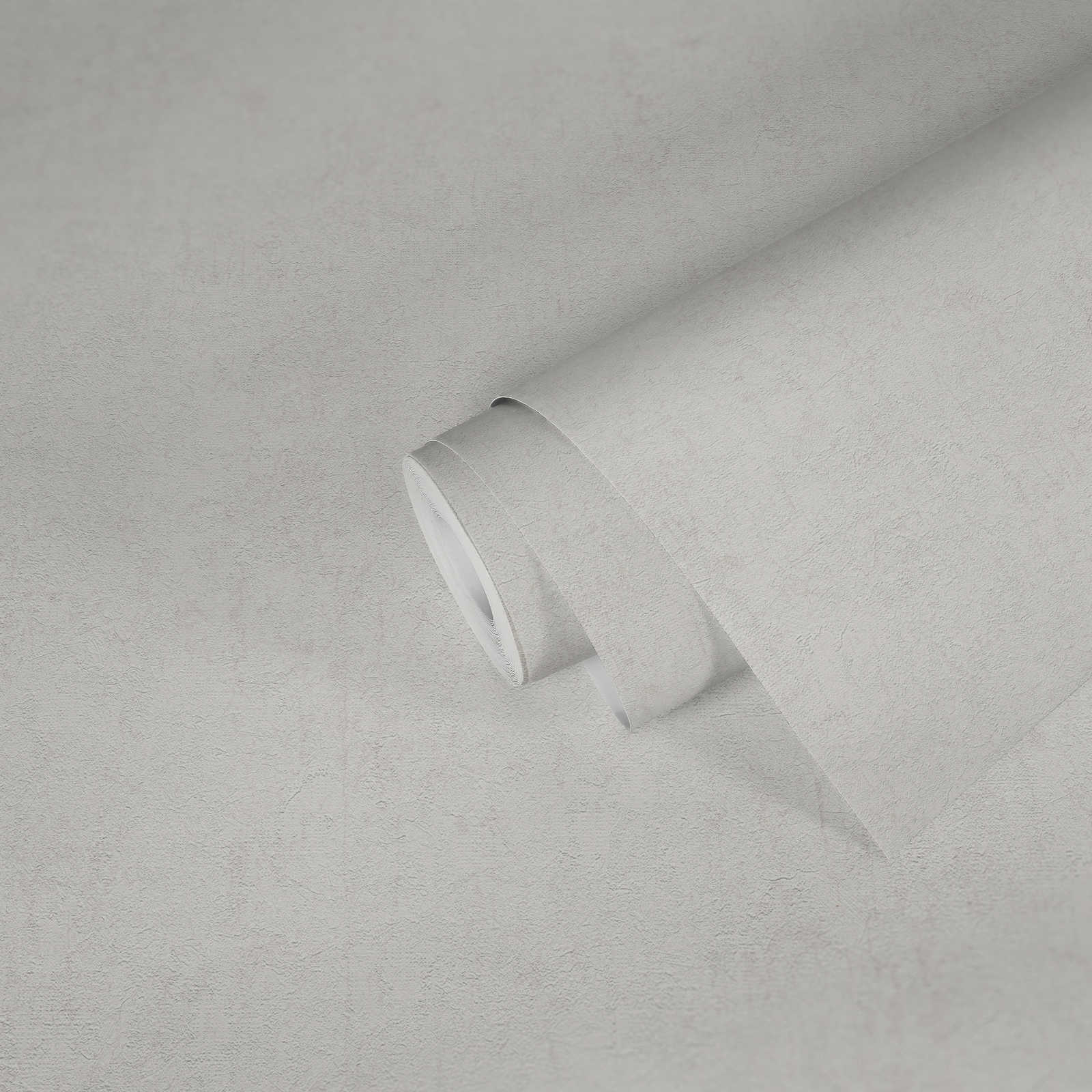             Putzoptik Tapete Cremeweiß mit Used Design – Metallic, Weiß
        