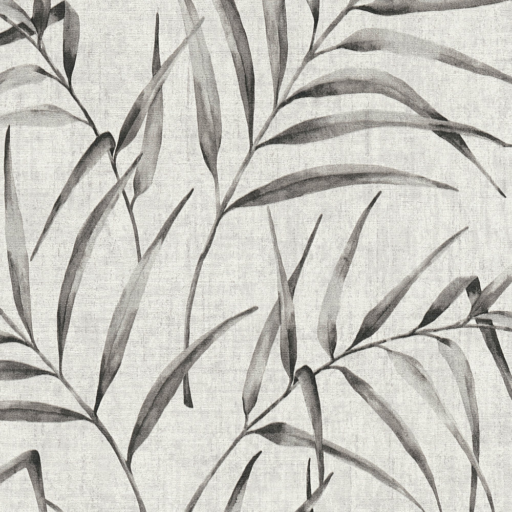             Vliestapete Blättermuster & Leinenoptik – Grau, Beige
        