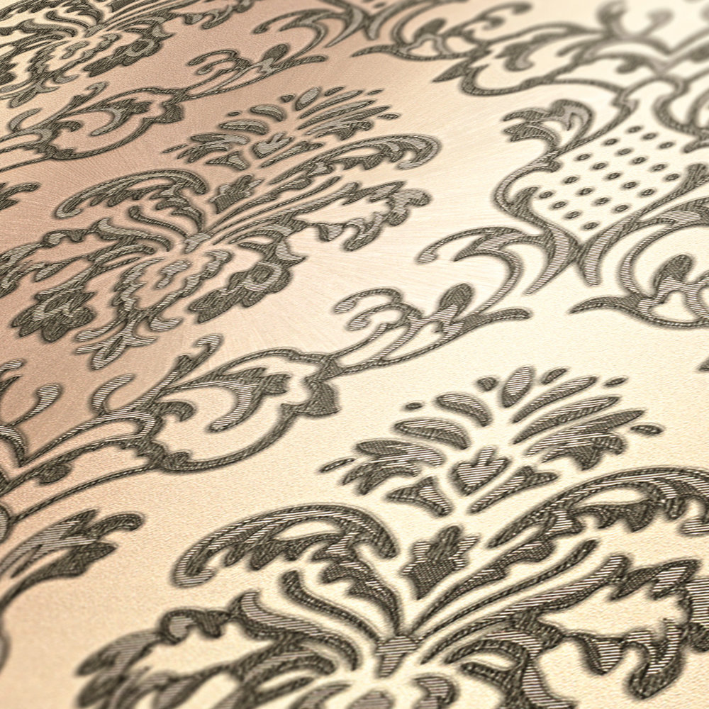             Ornamente Tapete mit Messing Dekor im Vintage Stil – Creme
        