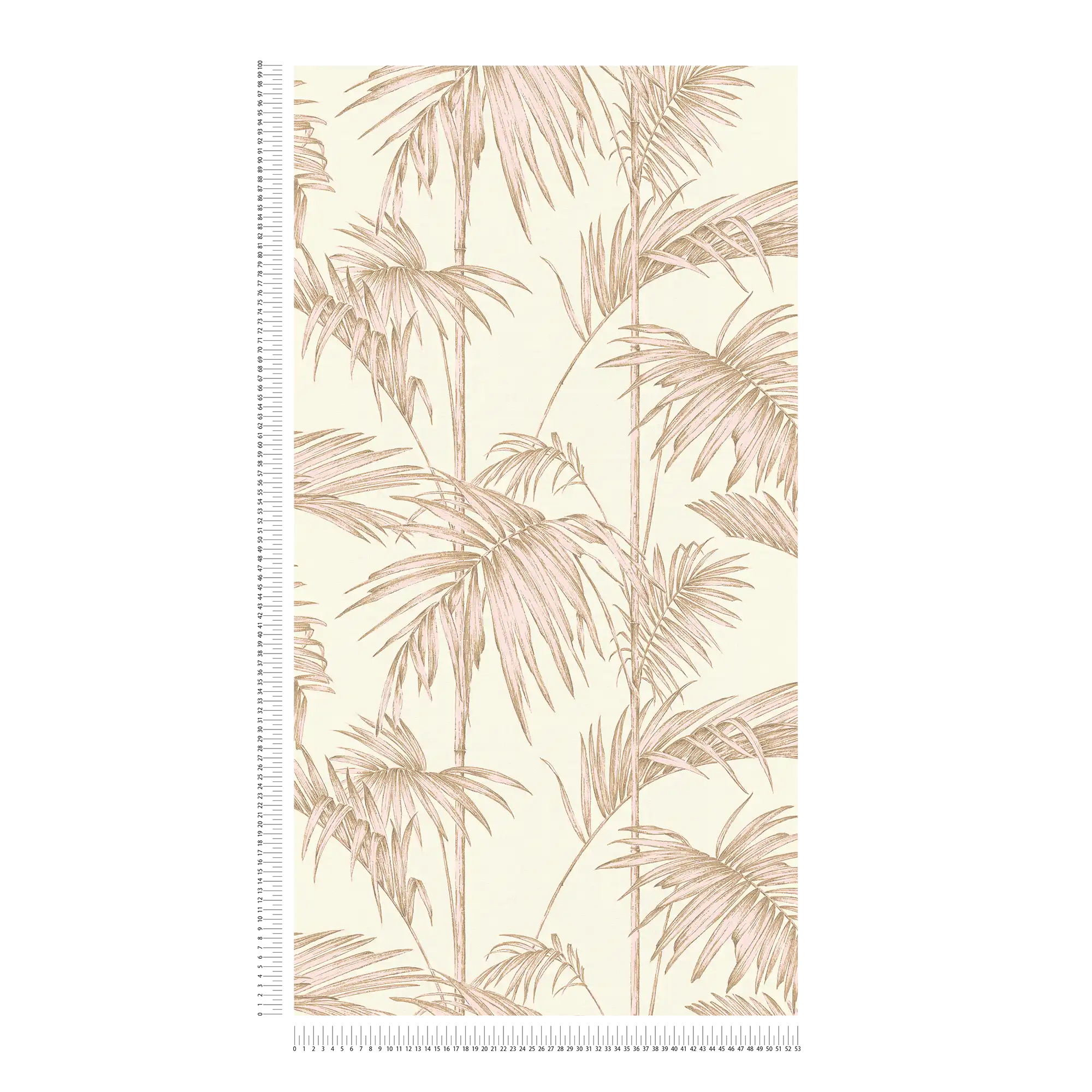             Natürliche Tapete Palmenblätter, Bambus – Rosa, Beige, Creme
        
