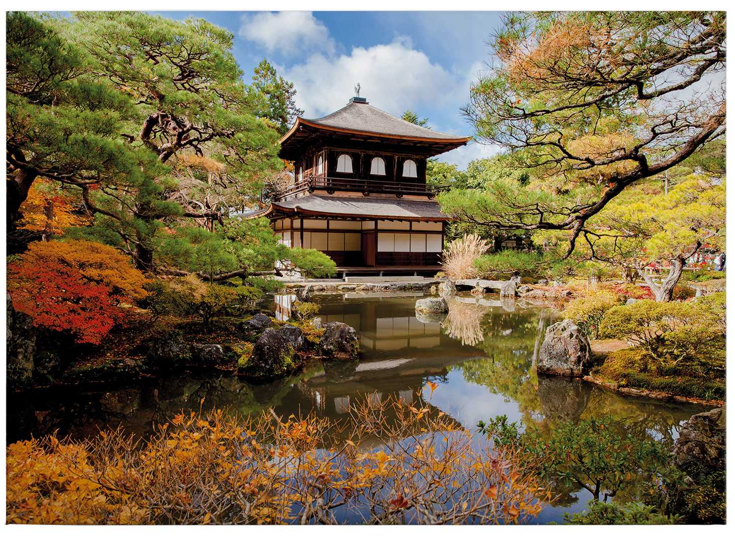             Leinwandbild Japanischer Garten mit Pagode – 0,70 m x 0,50 m
        