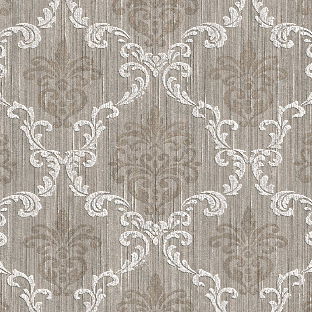             Vliestapete mit Ornament Design im Kolonial Stil – Beige, Grau
        