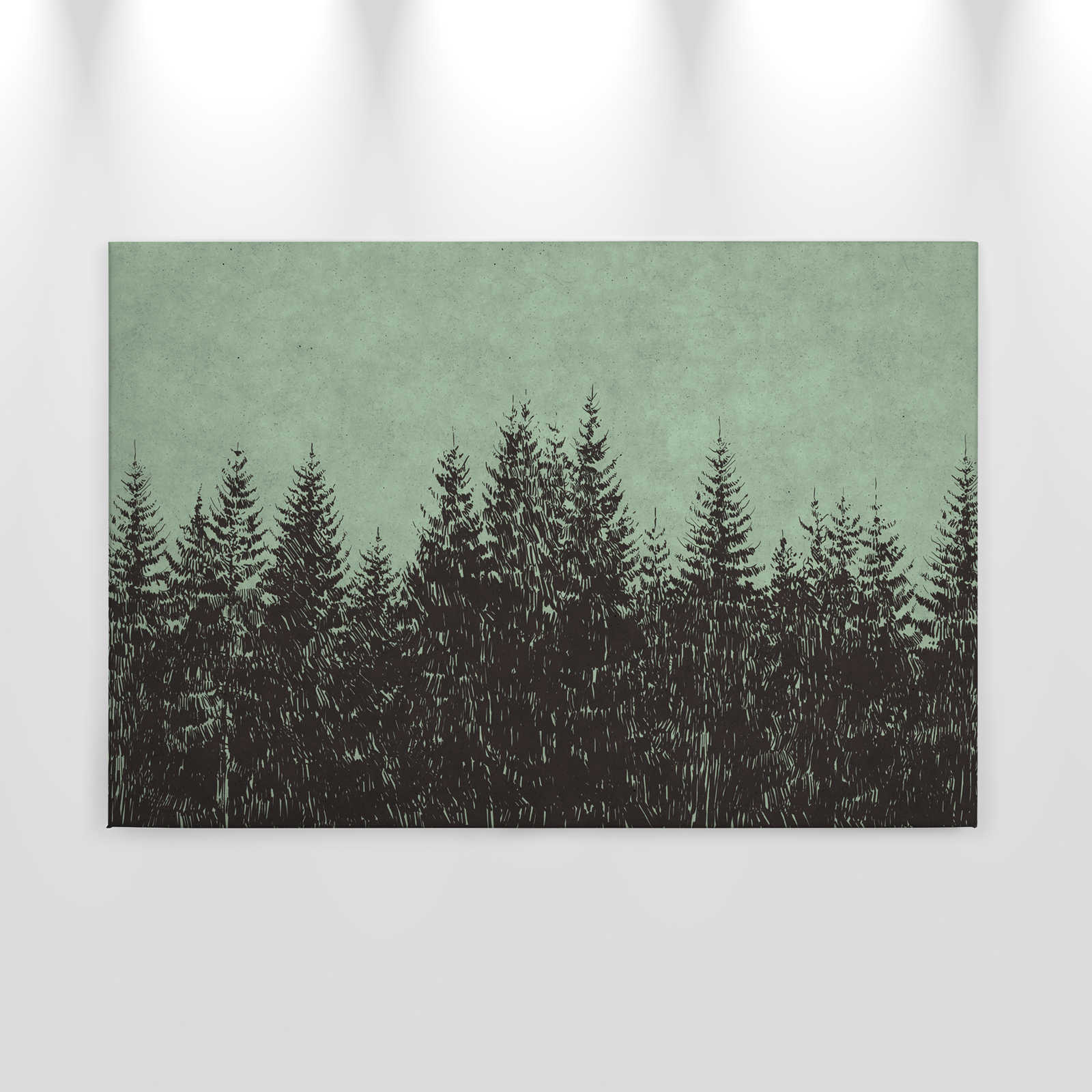             Wald Leinwandbild im Zeichenstil Tannenspitzen – 0,90 m x 0,60 m
        
