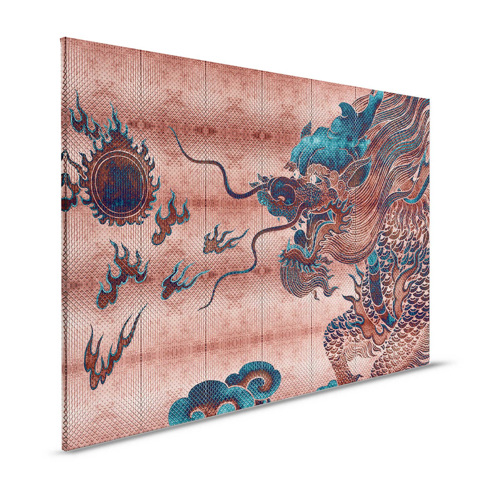 Shenzen 1 - Leinwandbild Drache Asian Syle mit Metallic Farben – 1,20 m x 0,80 m
