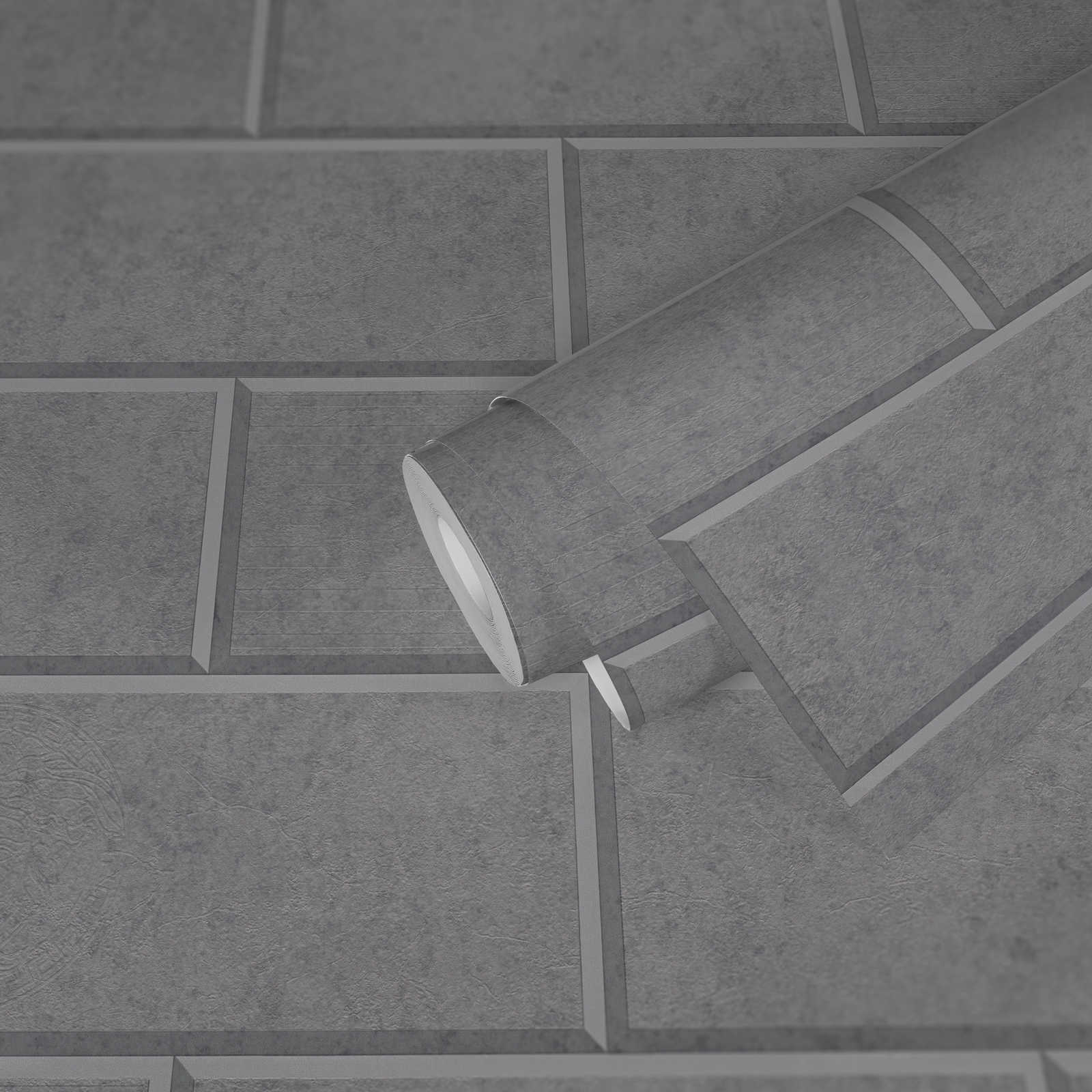             Tapete 3D Steinwand Design mit Betonsteinen – Grau
        