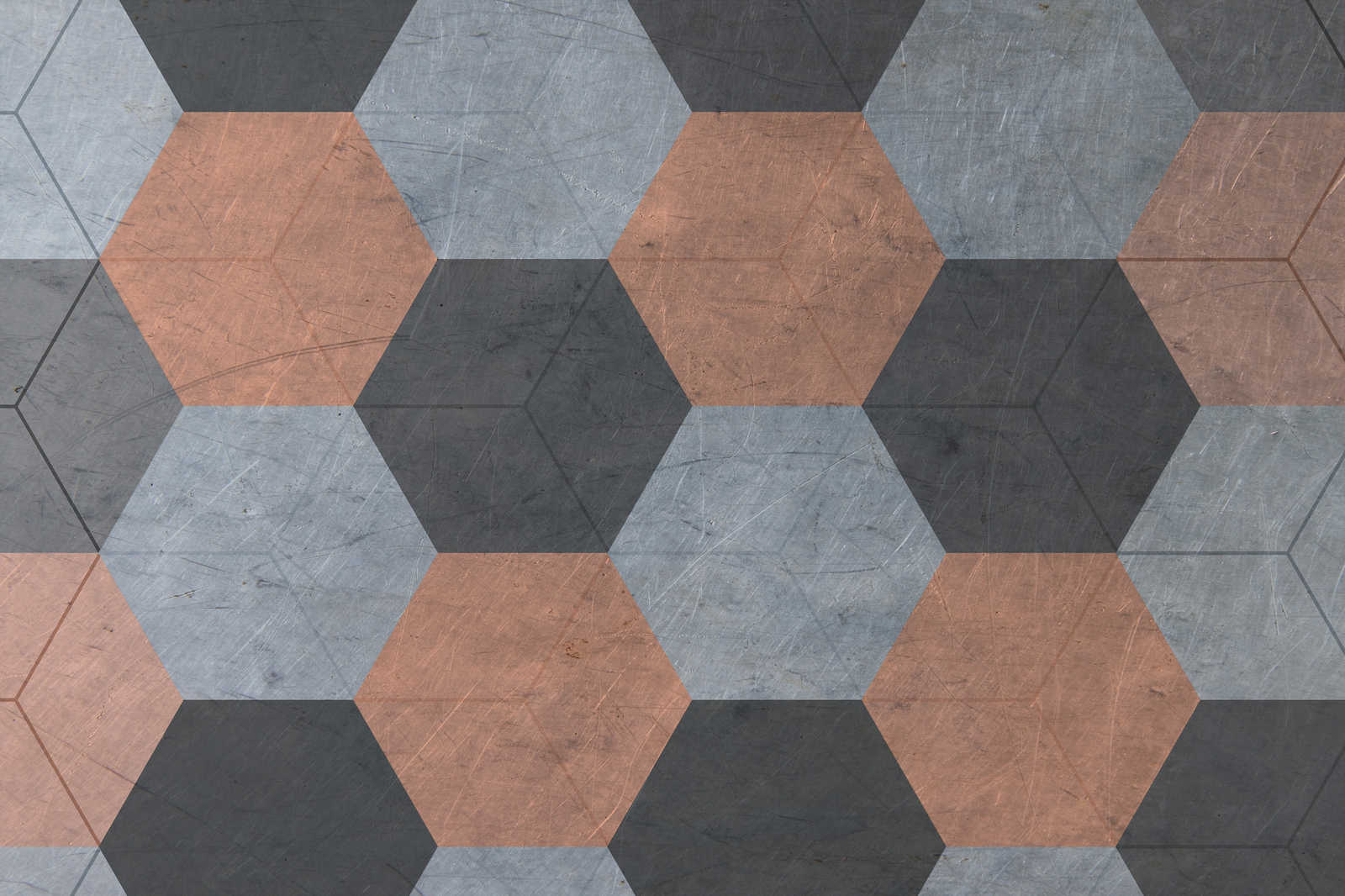             Leinwandbild mit Hexagon Kacheln im Vintage Stil – 0,90 m x 0,60 m
        