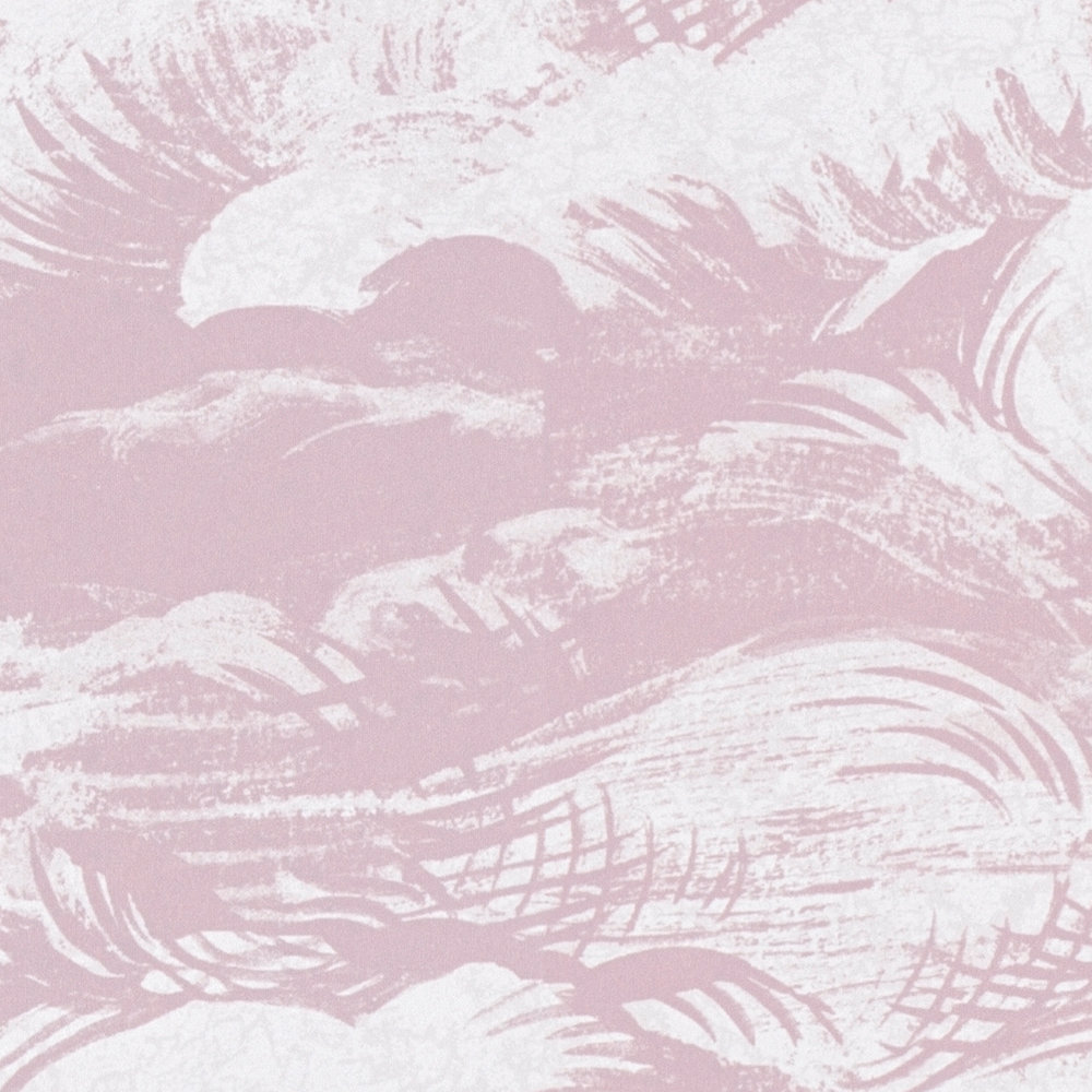             Tapete Altrosa Wolken Design Vintage Landschaft – Rosa, Weiß
        