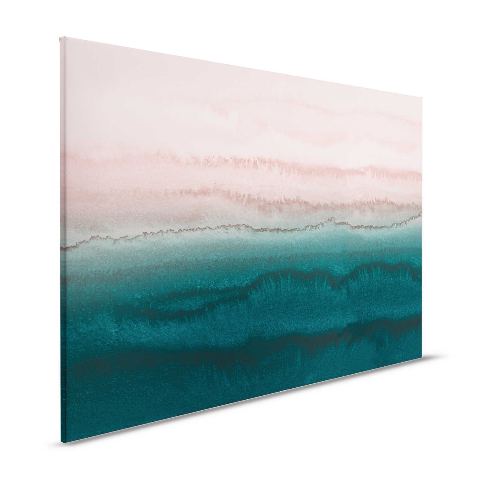 Gezeiten Leinwandbild mit abstraktem Wasser Aquarell – 1,20 m x 0,80 m
