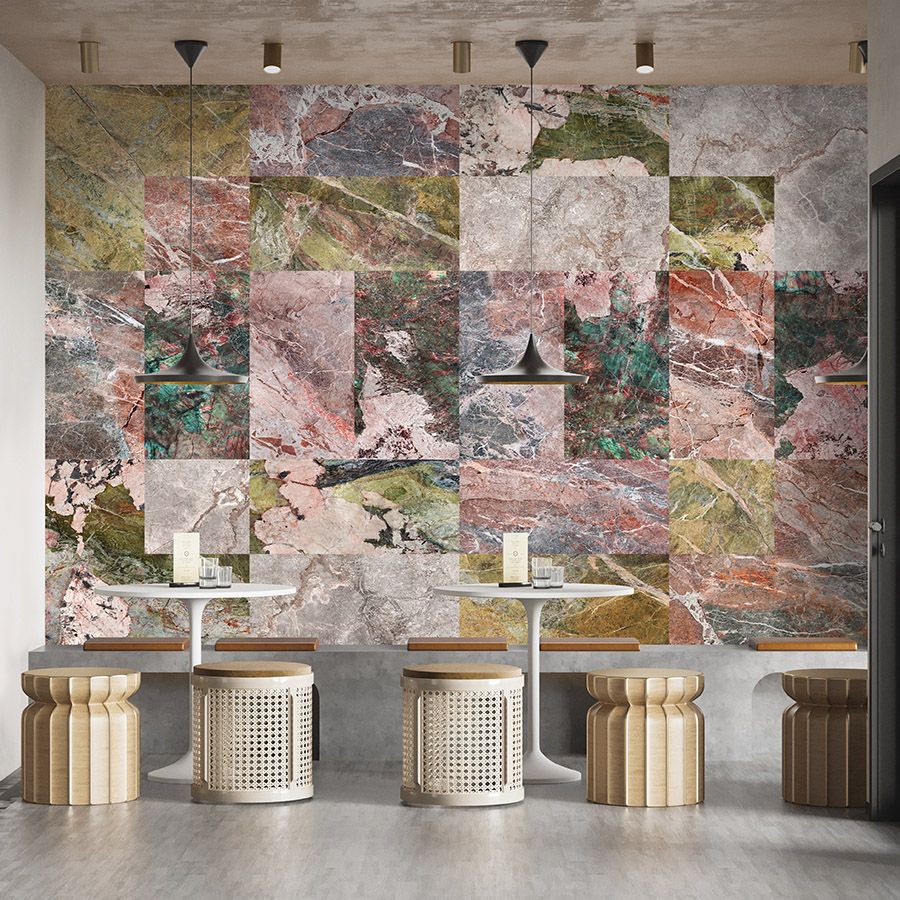 Fototapete »mixed marble« - Marmor Patchwork Design – Bunt | Mattes, Glattes Vlies
