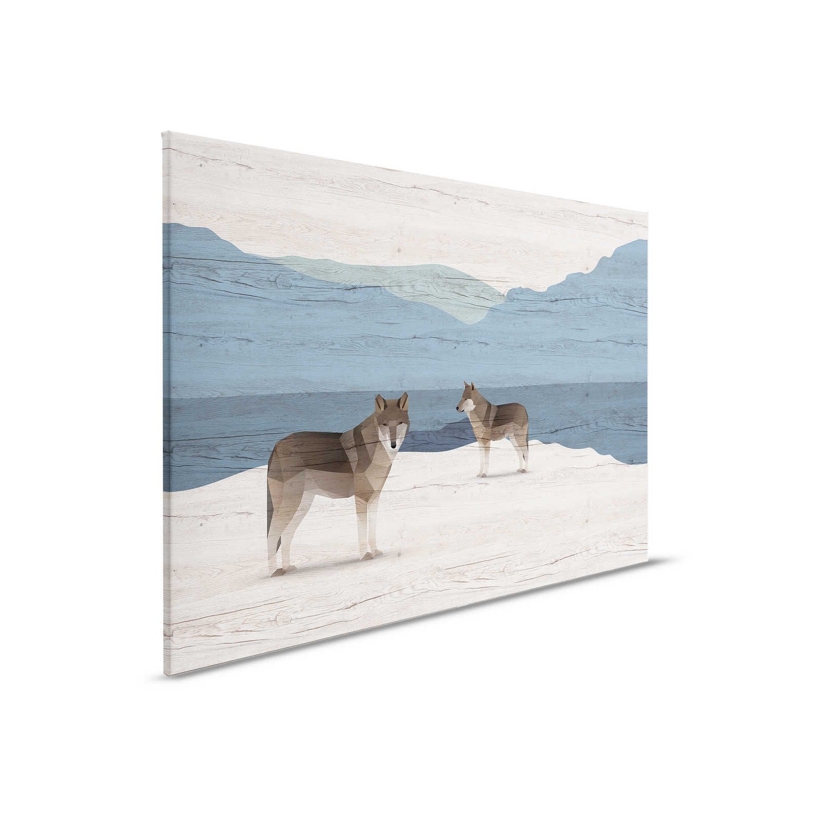         Yukon 1 - Leinwandbild Berge & Hunde mit Holzstruktur – 0,90 m x 0,60 m
    
