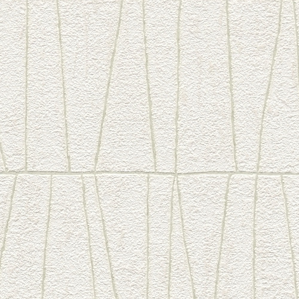            Mustertapete mit linienförmiger Anreihung – Weiß, Gold
        