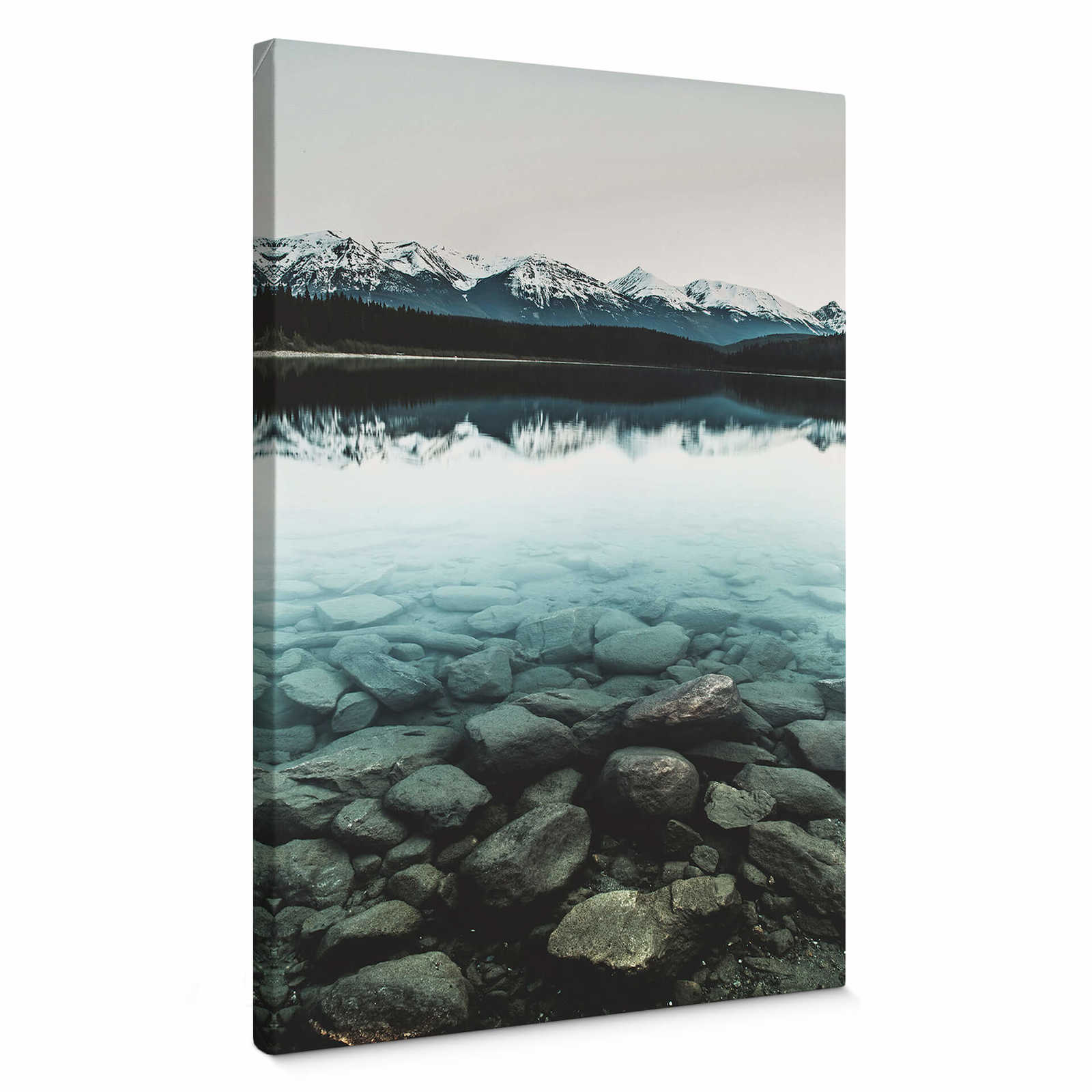 Leinwandbild Landschaftsidylle See in Bergen – 0,50 m x 0,70 m
