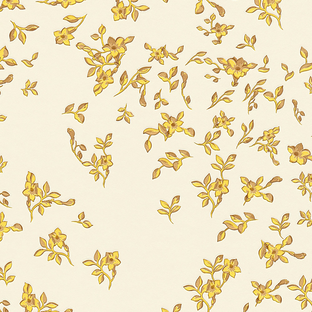             VERSACE Tapete mit feinen goldenen Blümchen – Gold, Gelb, Beige
        