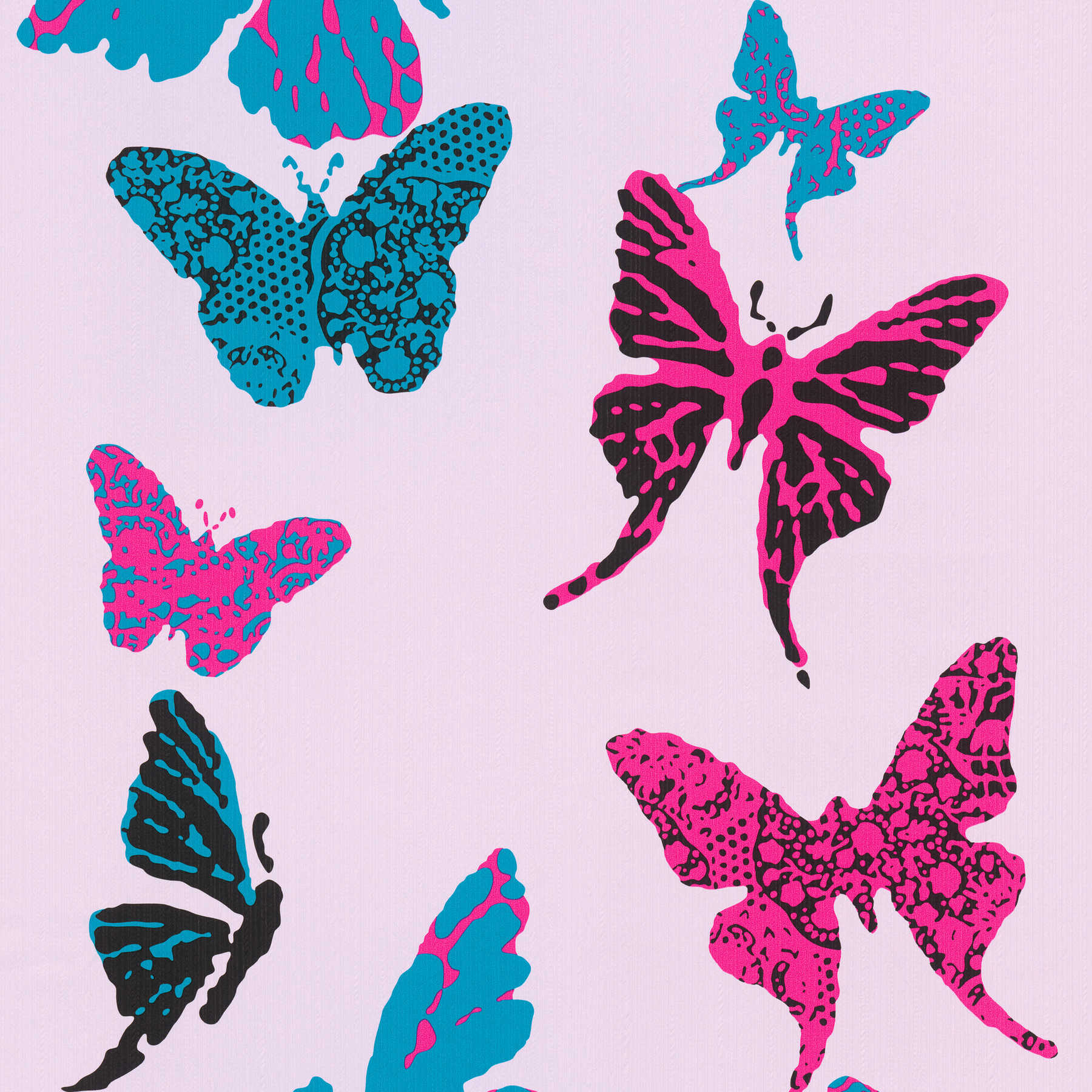        Schmetterling Tapete im Grafik-Design fürs Kinderzimmer– Violett, Blau
    