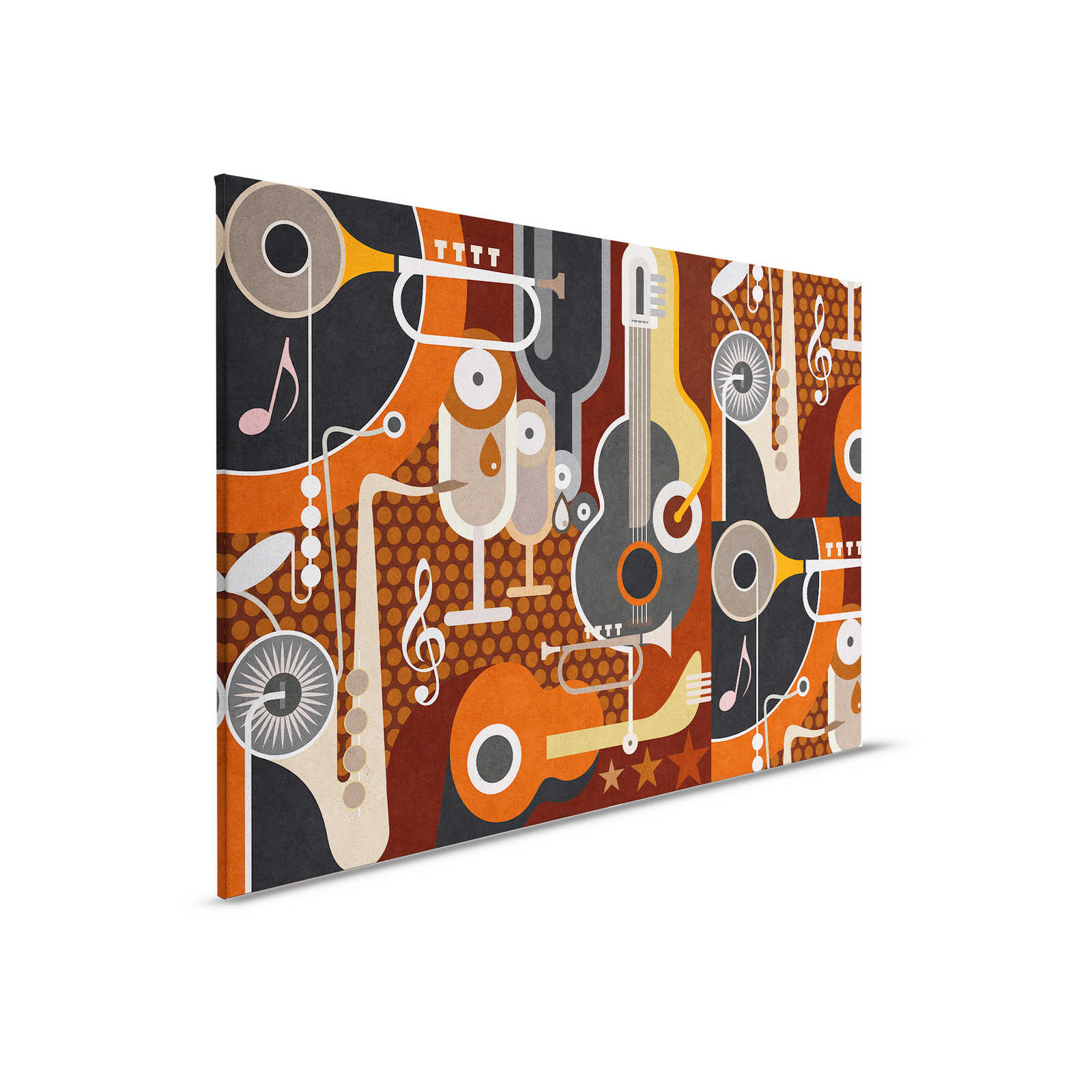         Wall of sound 1 - Leinwandbild in Beton Struktur, abstrakte Musikinstrumente – 0,90 m x 0,60 m
    