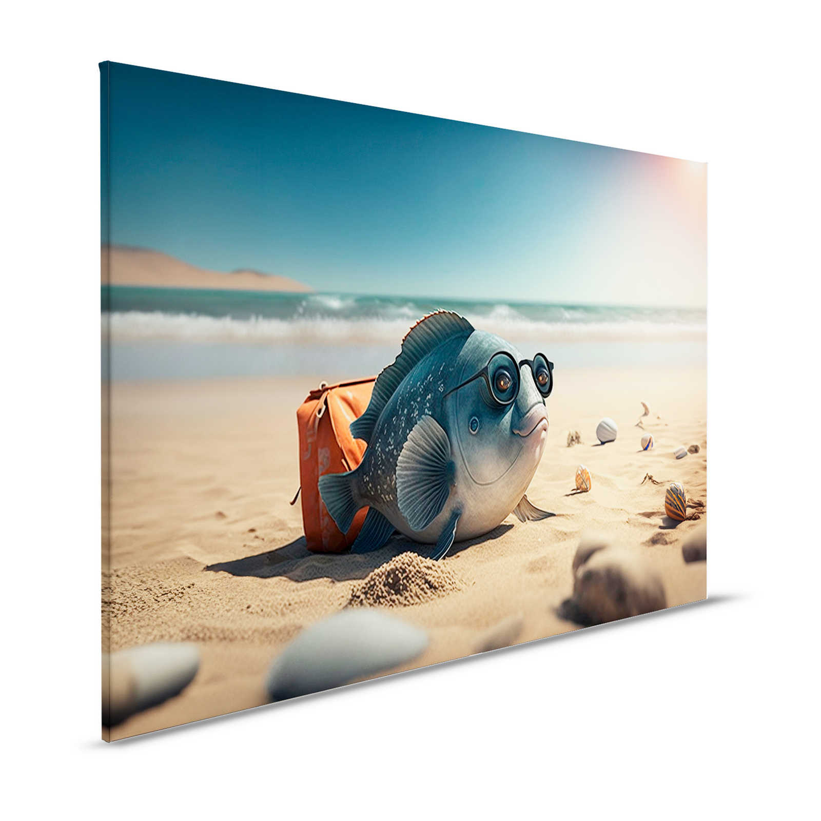 KI-Leinwandbild »Fishy Beachday« – 120 cm x 80 cm
