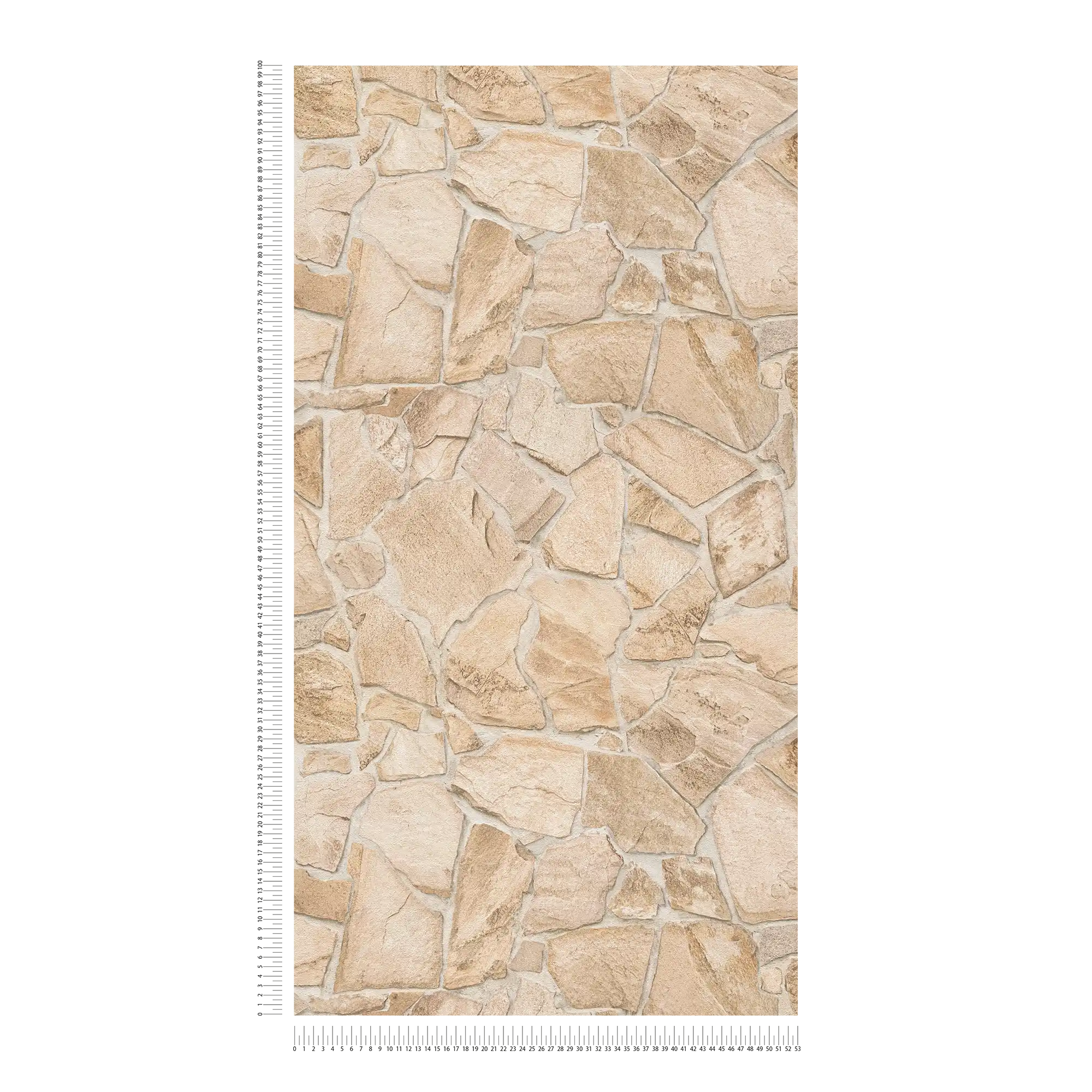             Steinmauer Tapete mit 3D-Optik – Beige, Braun
        