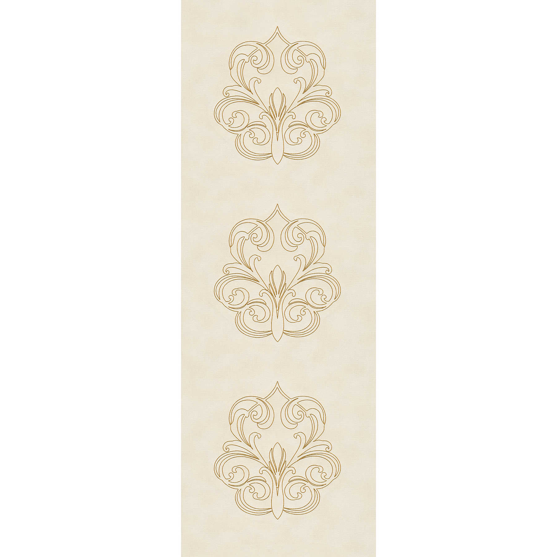         Premium Wandpanel mit Ornamenten auf Textilstruktur – Creme, Gold
    