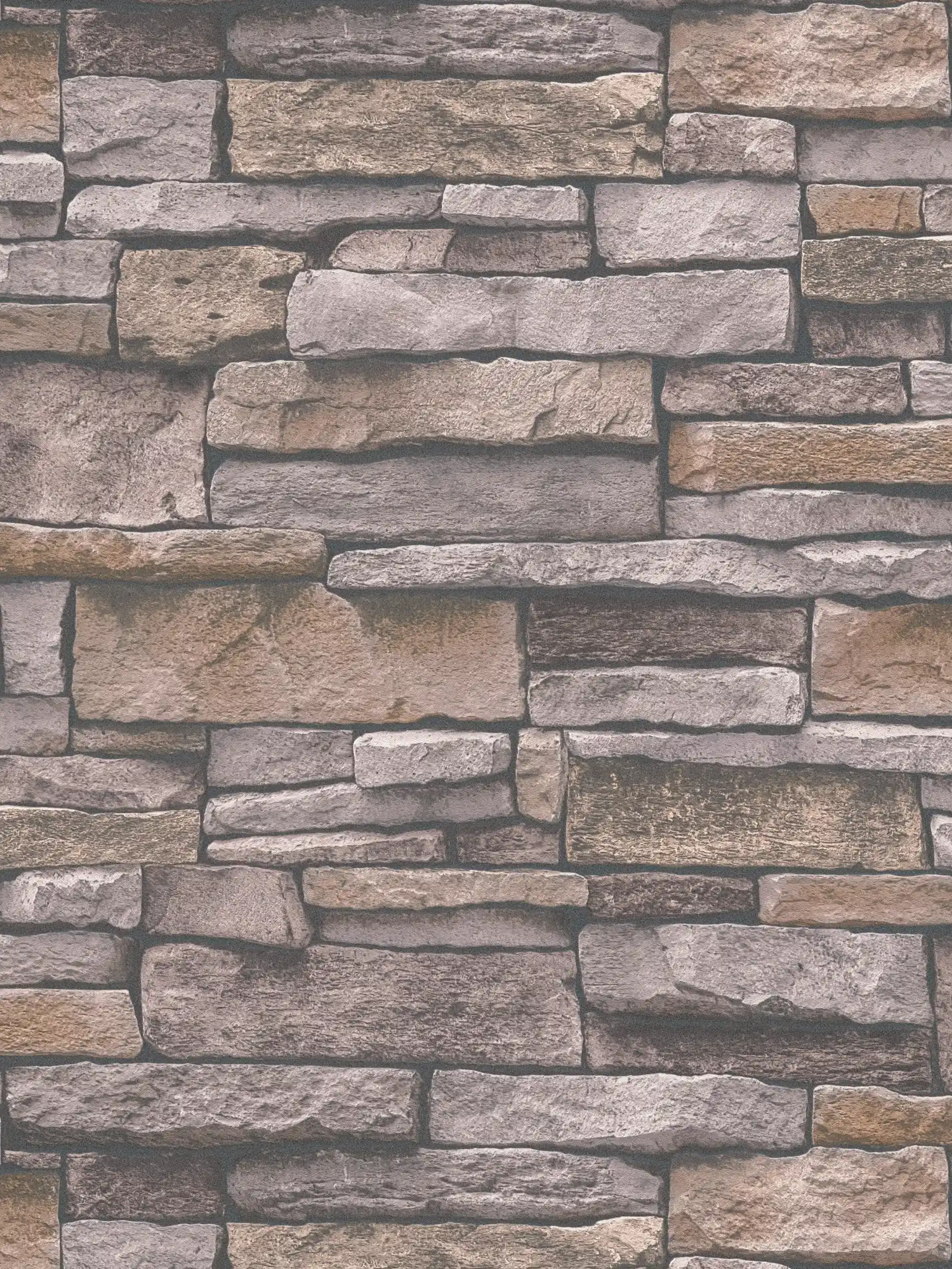 Steinoptik Vliestapete mit Natursteinmauer – Beige, Braun
