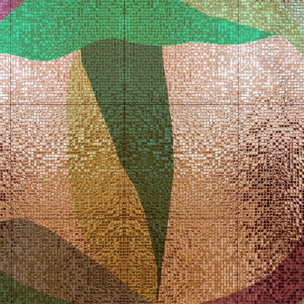             Fototapete »grandezza« - Abstraktes buntes Blätterdesign mit Mosaikstruktur – Glattes, leicht perlmutt-schimmerndes Vlies
        