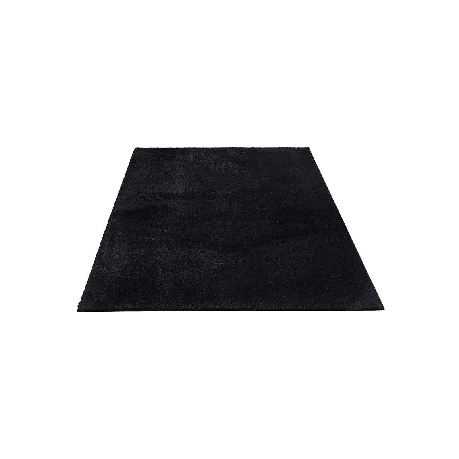 Samtiger Hochflor Teppich in Schwarz – 230 x 160 cm
