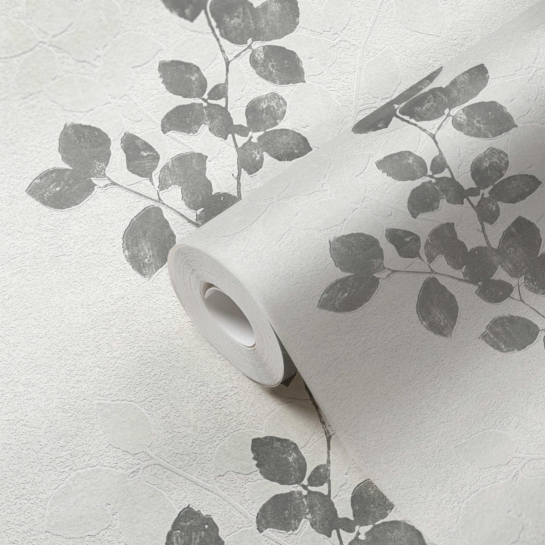            Natur Design Tapete mit Blättern & Struktureffekt – Creme
        