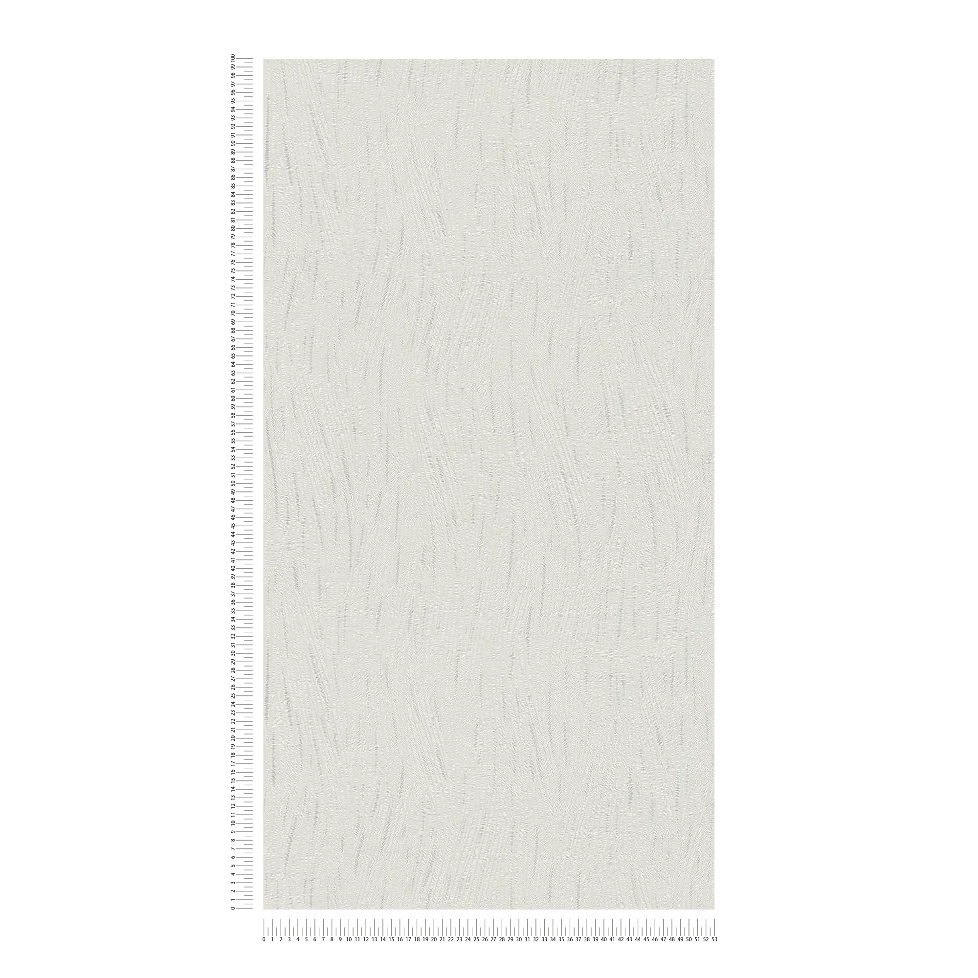             Grafiktapete mit wellenartigem Linienmuster und Metallic-Akzenten – Weiß, Silber
        