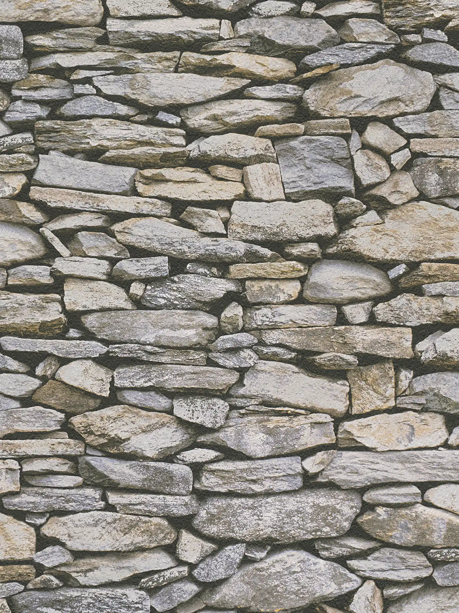         Steinmuster Tapete, realistische Maueroptik – Beige, Grau
    