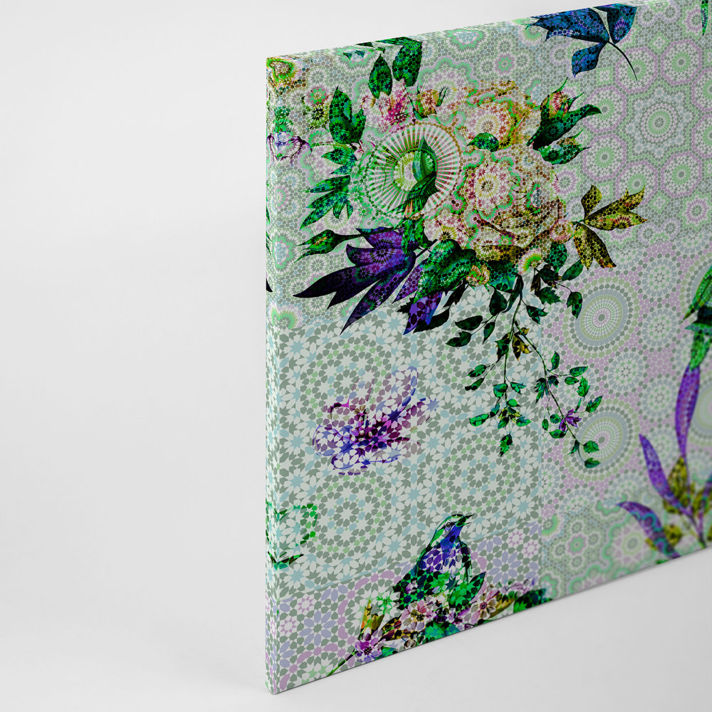             Blumen Leinwandbild mit modernem Mosaik Design – 0,90 m x 0,60 m
        