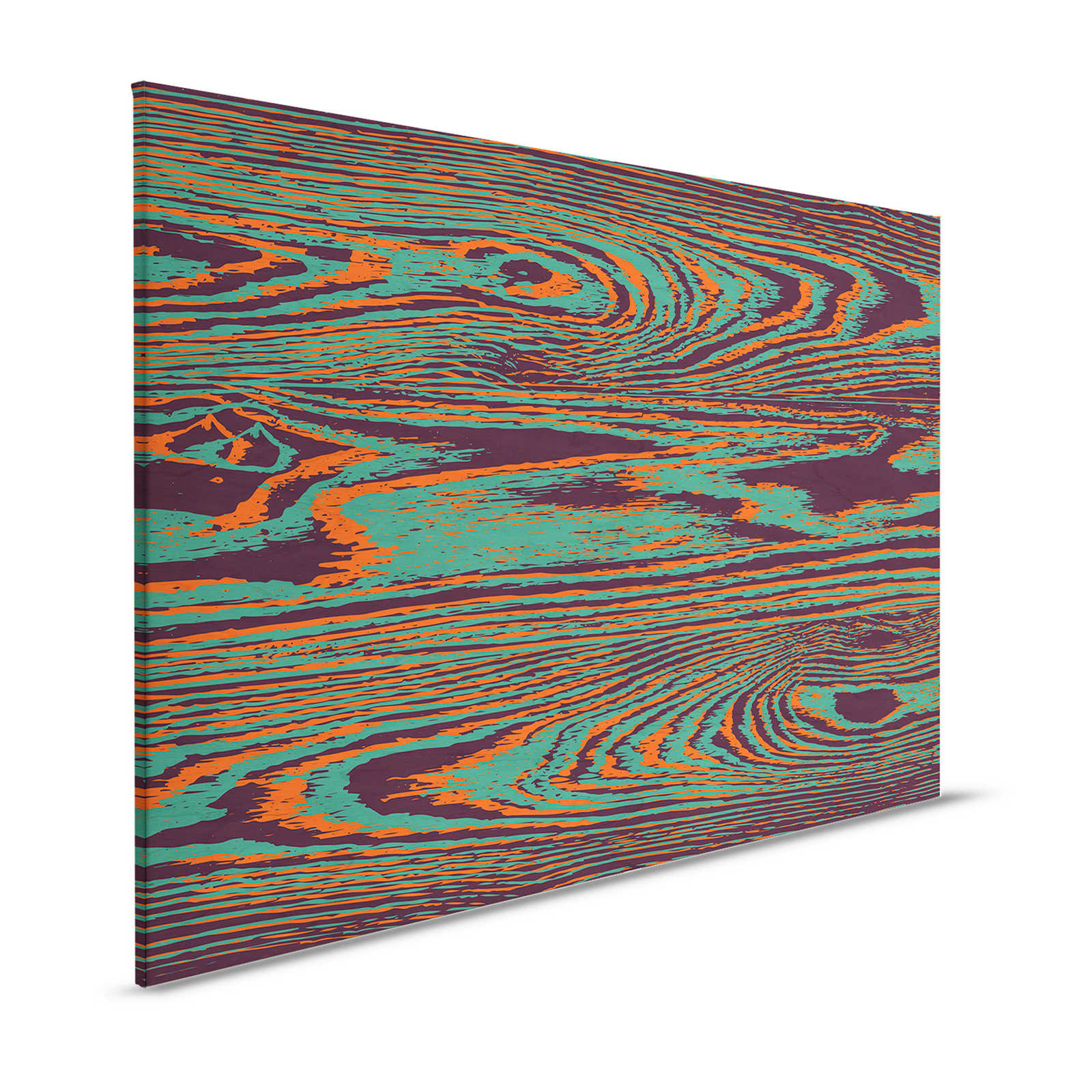 Kontiki 1 - Leinwandbild Holzmaserung Neon-Farben, Grün & Schwarz – 1,20 m x 0,80 m
