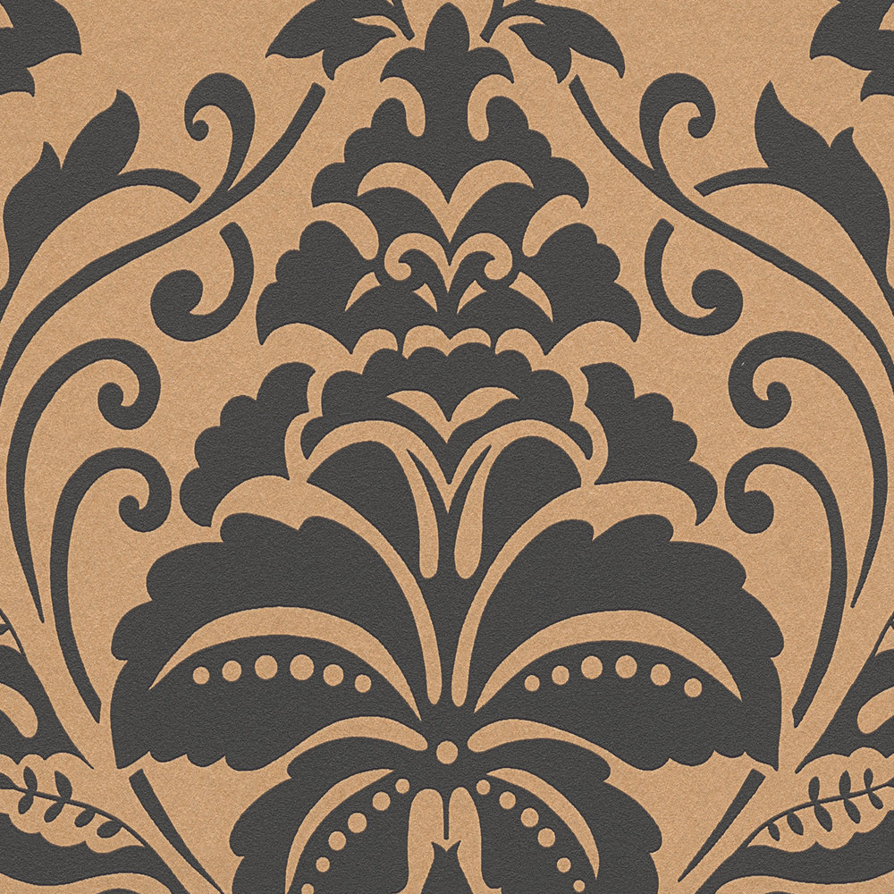             Neo-Klassik Ornament Tapete, floral – Braun, Orange
        