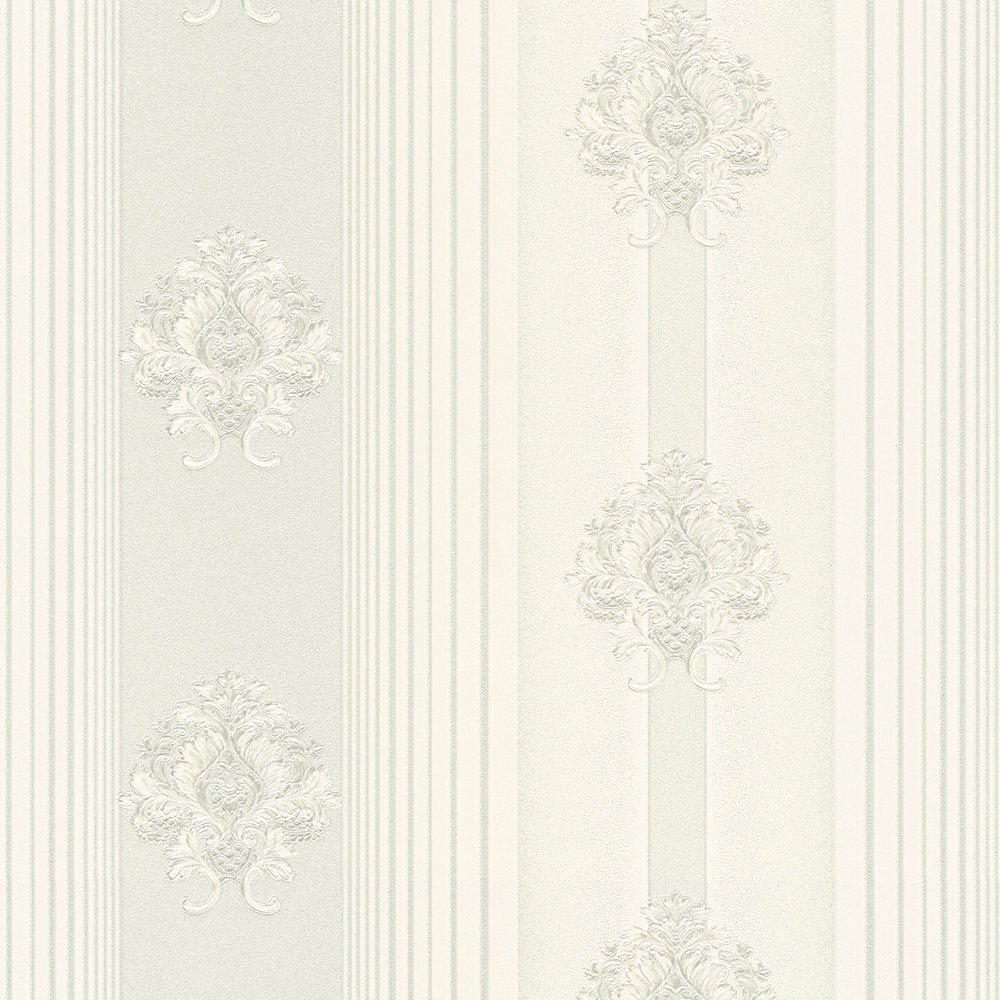             Vliestapete Streifen & Ornamente mit Metallic Akzent – Silber, Weiß
        