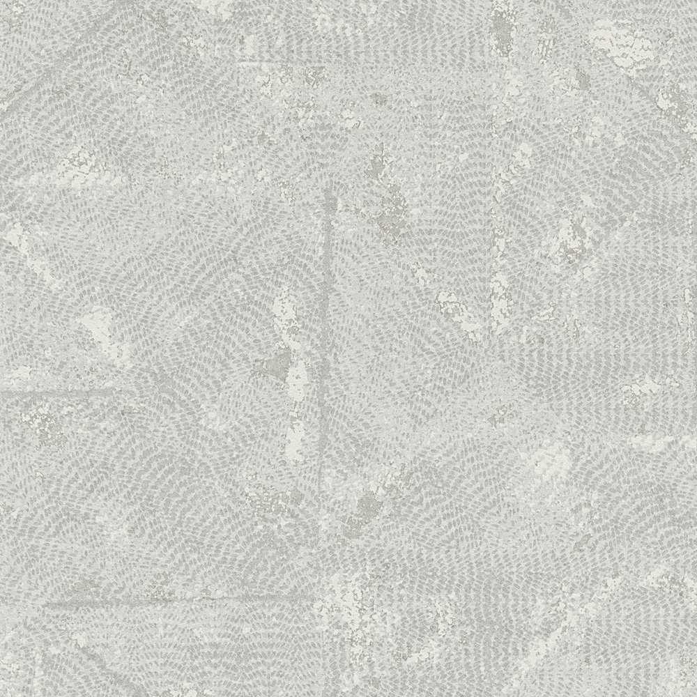             Hellgraue Uni Tapete mit asymmetrischen Details – Grau, Silber
        