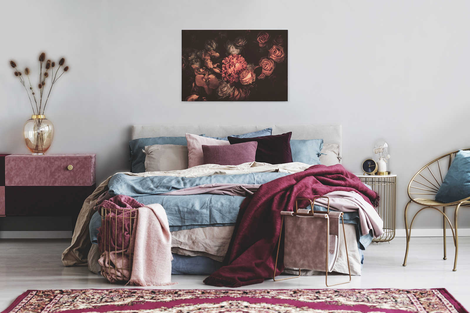             Romantische Leinwand mit Blumenstrauß – 0,90 m x 0,60 m
        
