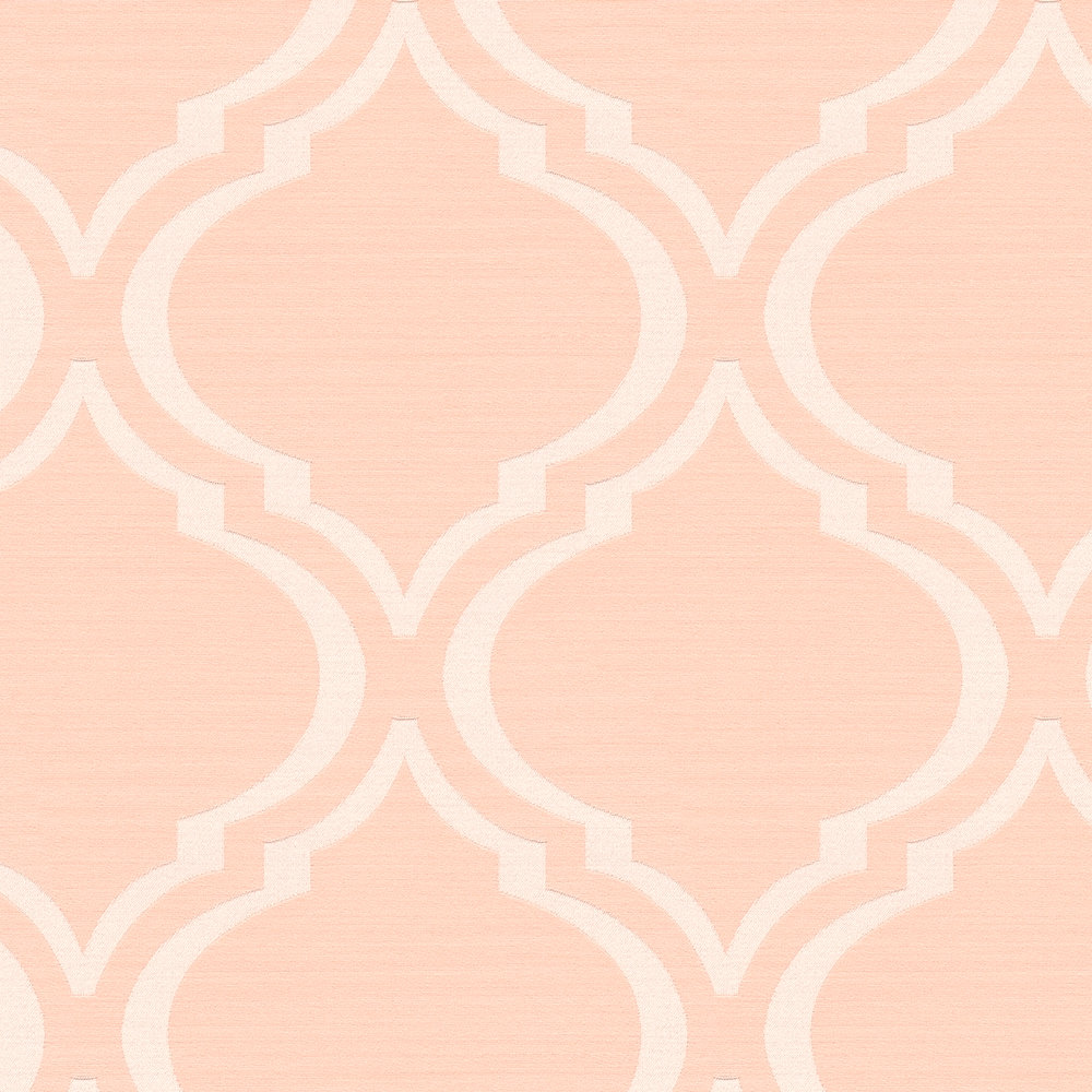             Tapete Retro Design mit Art Deco Muster & Glanzeffekt – Rosa, orange, Weiß
        