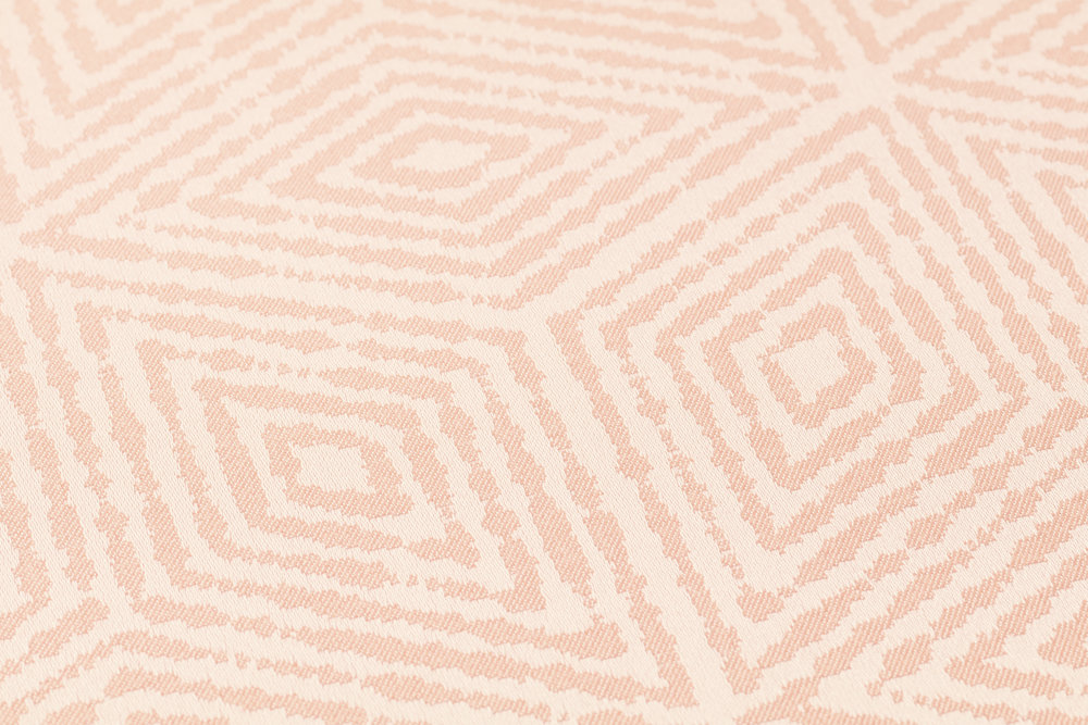             Grafik Tapete geometrisches Rauten & Hexagon Muster – Orange, Rosa
        
