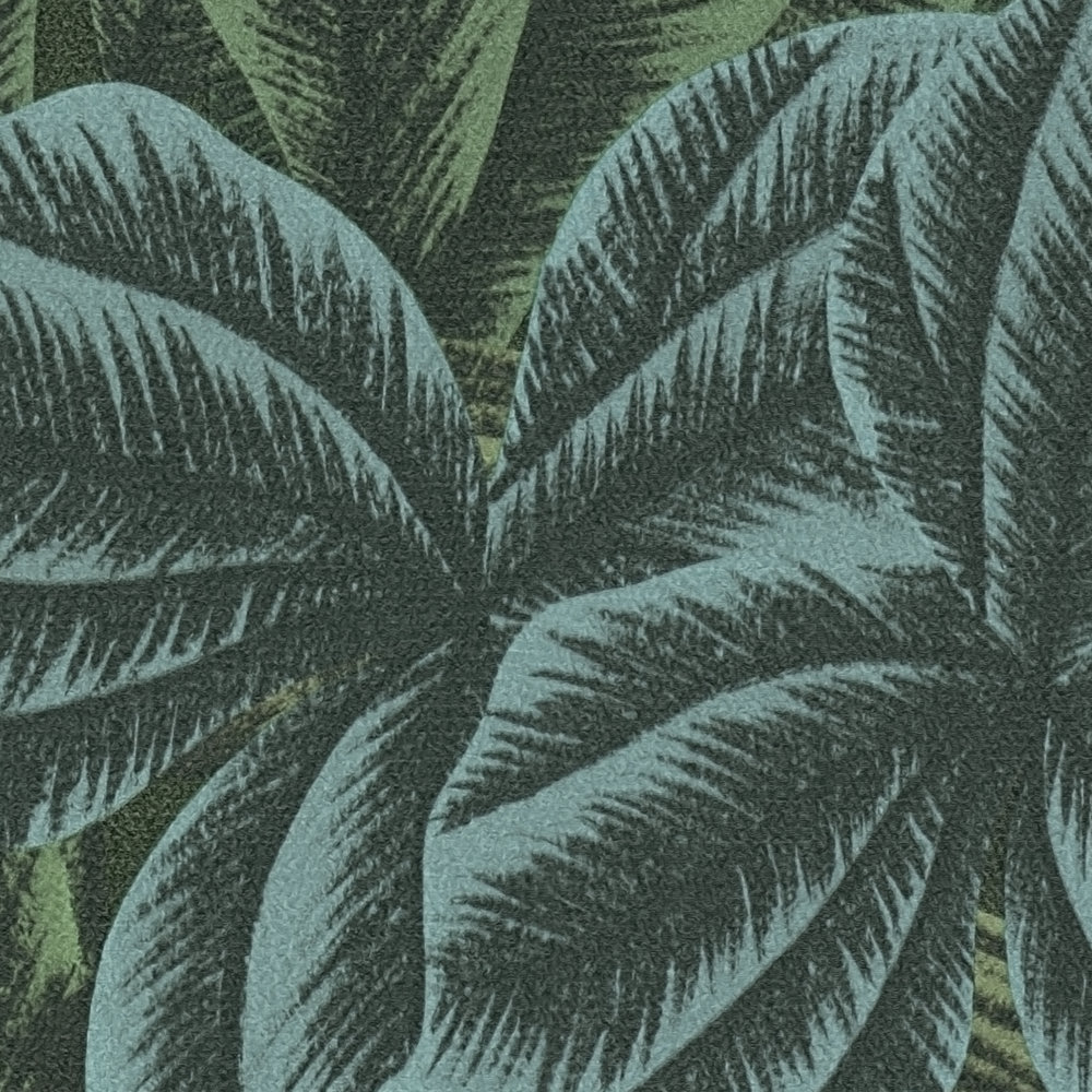             Dschungeltapete mit tropischen Blättermuster – Grün, Gelb
        