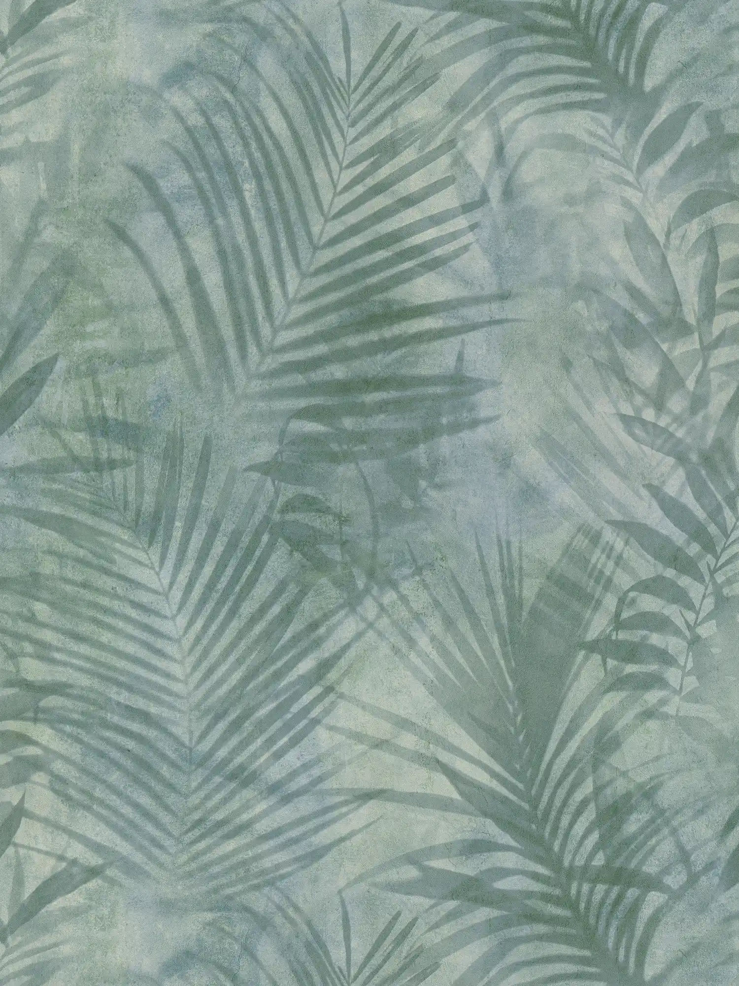        Tapete Palmenmuster in Leinenoptik – Grün, Blau, Grau
    
