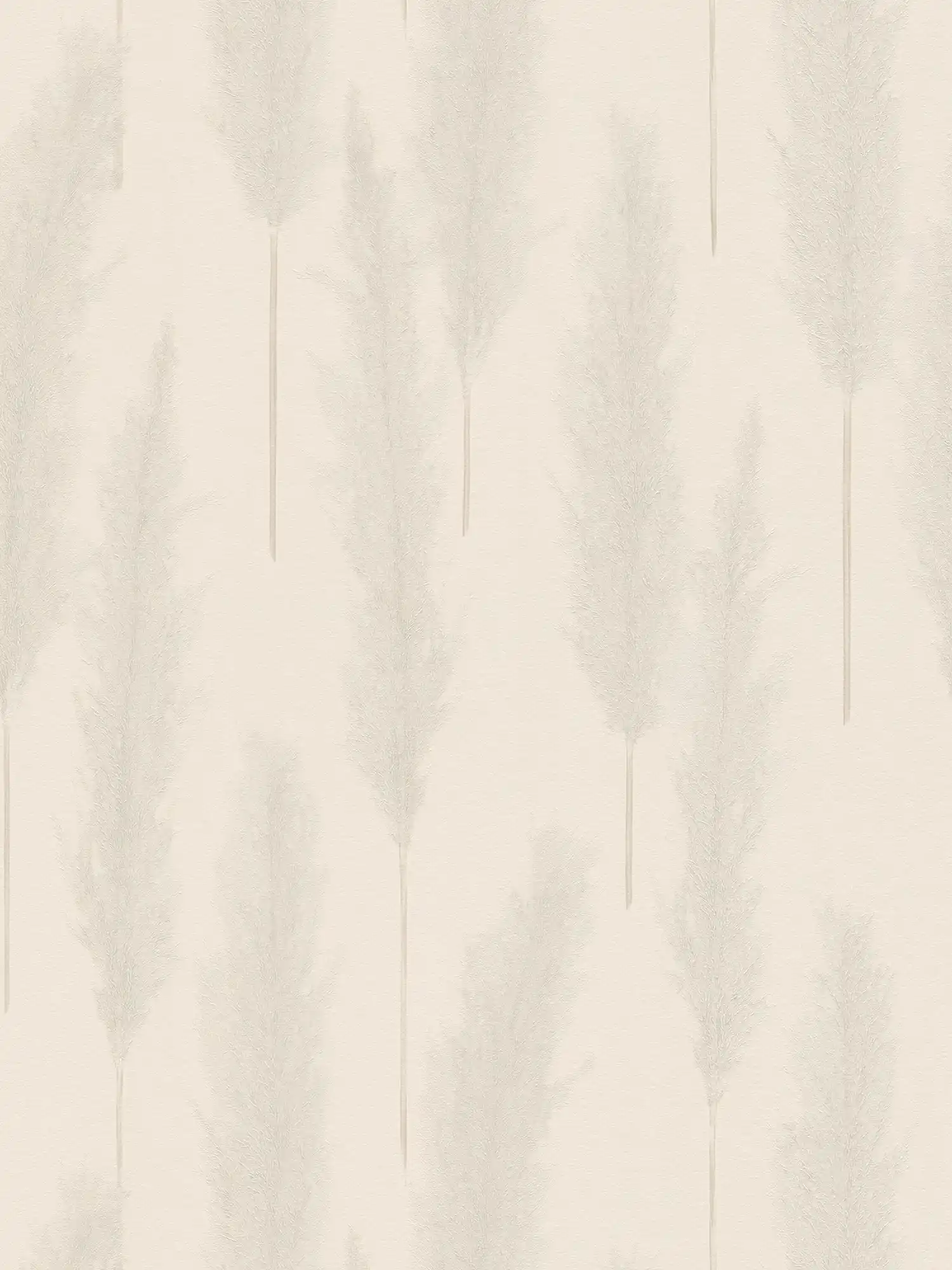 Tapete mit Pampasgras Muster – Beige, Grau, Weiß
